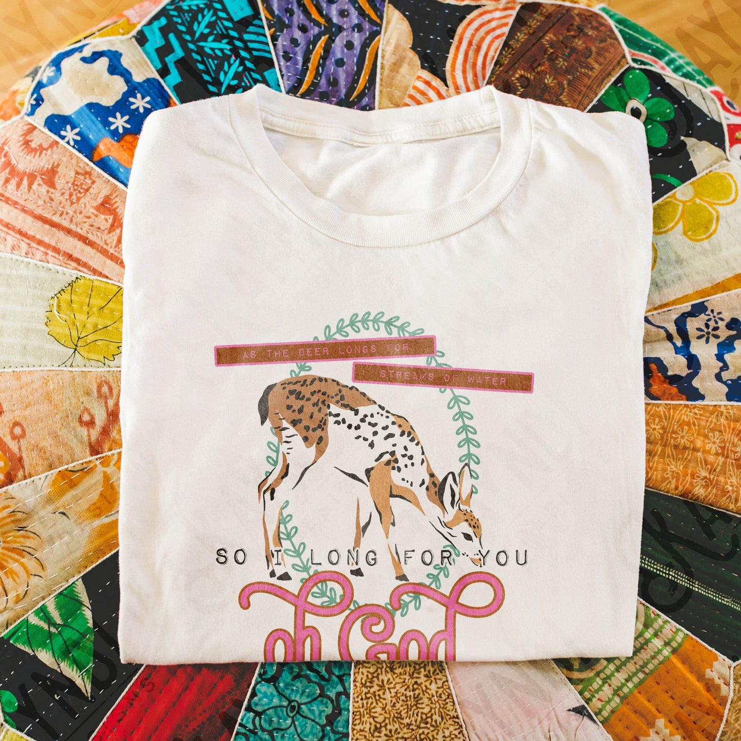 As a Deer Longs for Streams of Water So I Long For You Oh God Sublimation Design PNG Digital Download Printable Christian Faith Country Cute