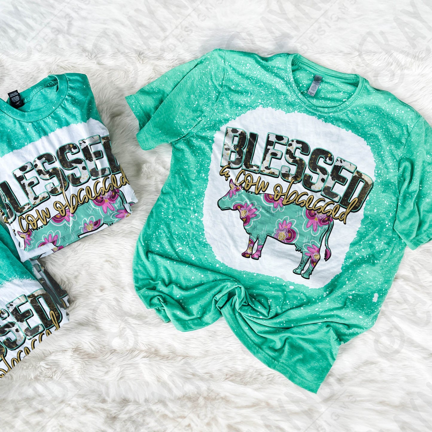 Blessed & Cow Obsessed Sublimation PNG, Digital Download, Printable Western, Vibrant, DIY Craft Design