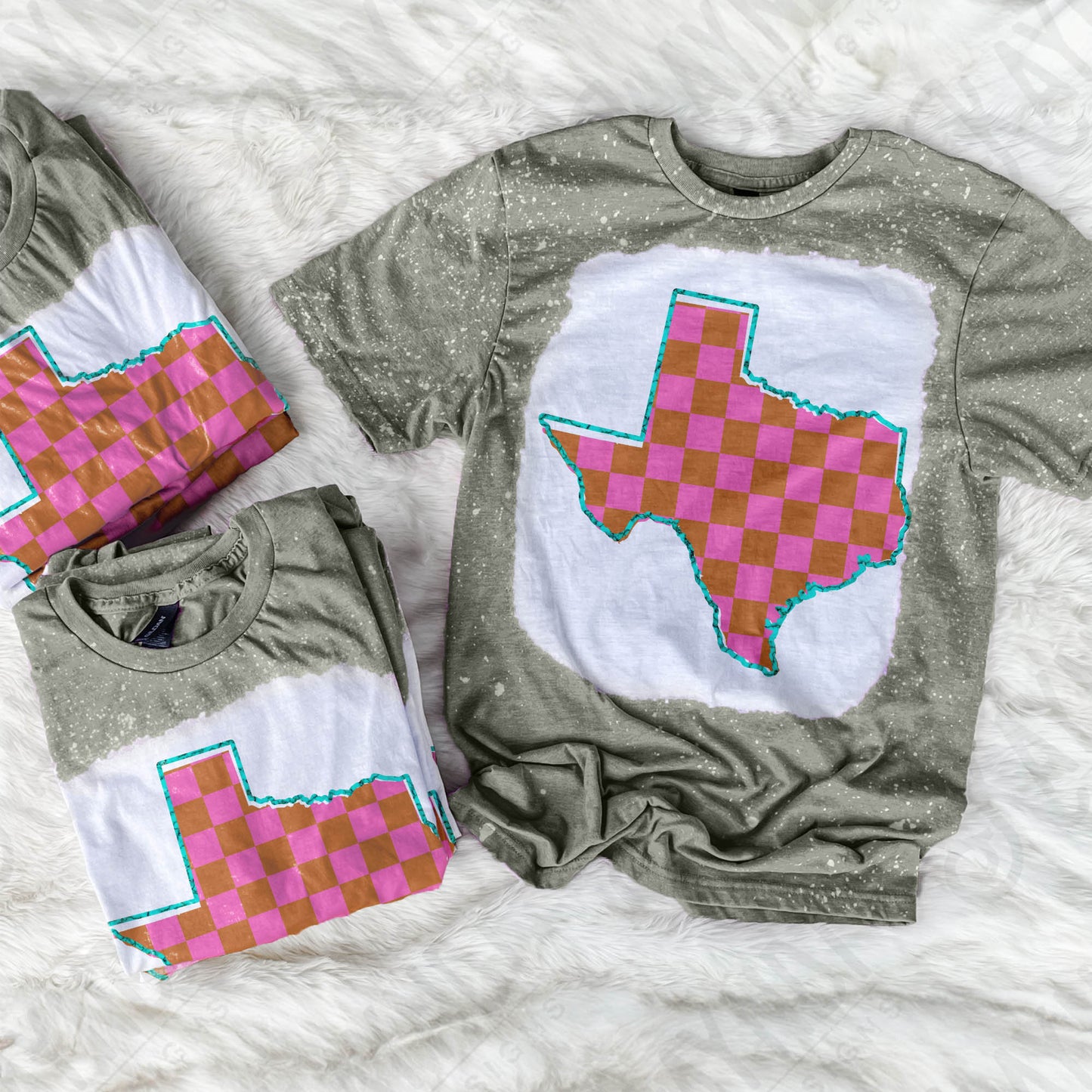 Check Pink Turquoise Texas Sublimation PNG, Digital Download, Printable Western, State-Based Art, Vibrant, DIY Craft Design