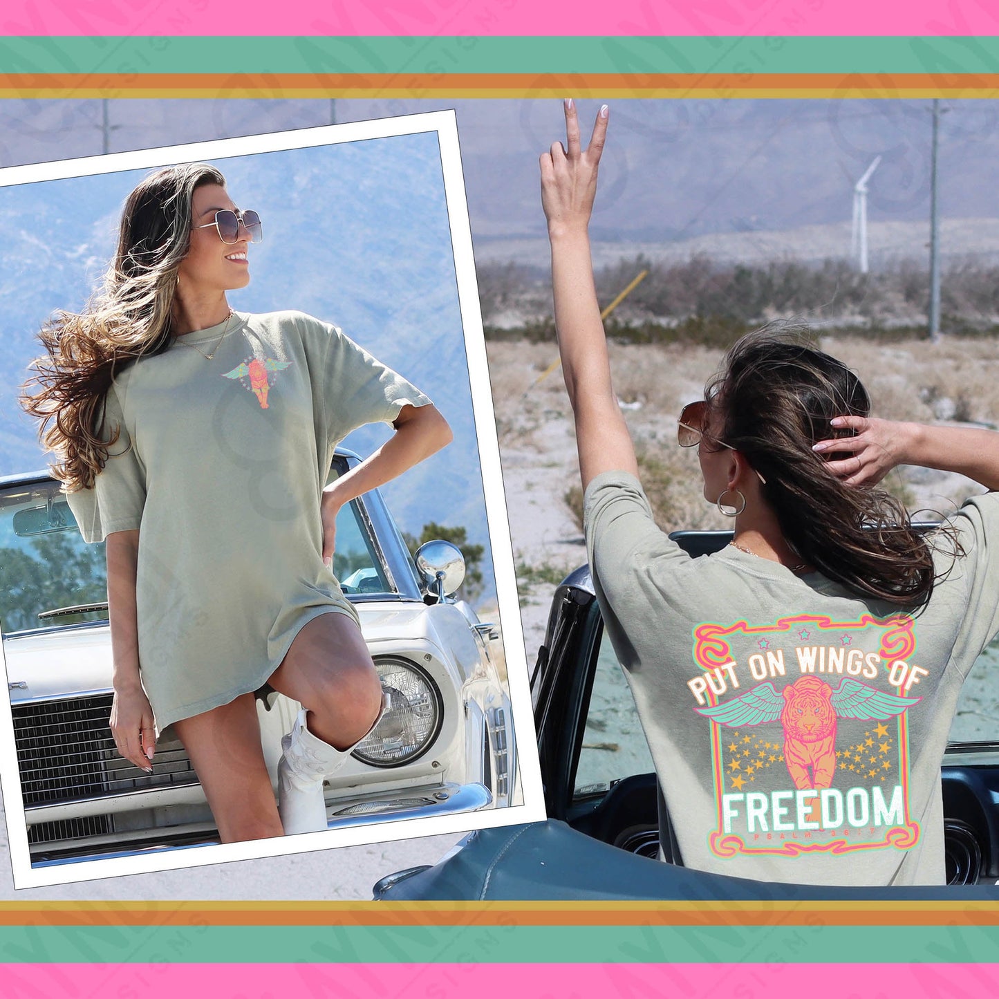 Wings of Freedom - Matching Pocket Sublimation PNG, Digital Download, Printable Christian, Faith-Based Art, Vibrant, DIY Craft Design