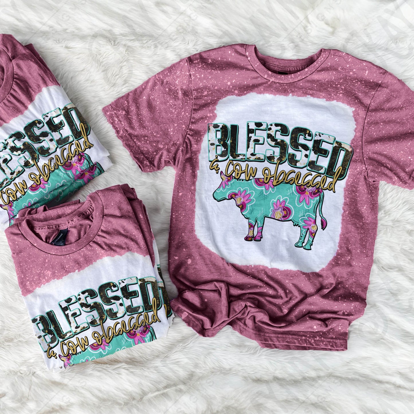 Blessed & Cow Obsessed Sublimation PNG, Digital Download, Printable Western, Vibrant, DIY Craft Design