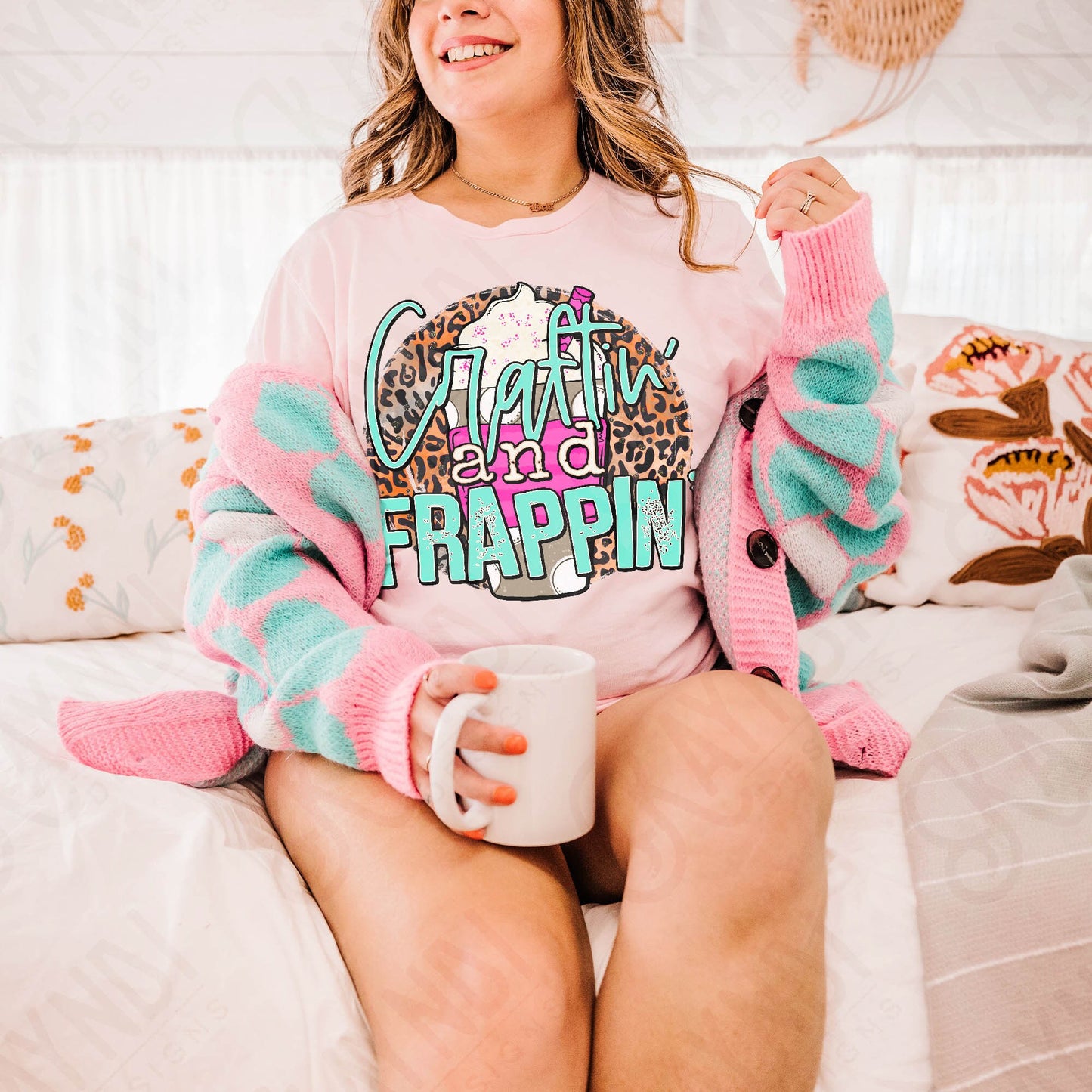 Craftin' and Frappin' Sublimation PNG, Digital Download, Printable Crafter, Vibrant, DIY Craft Design