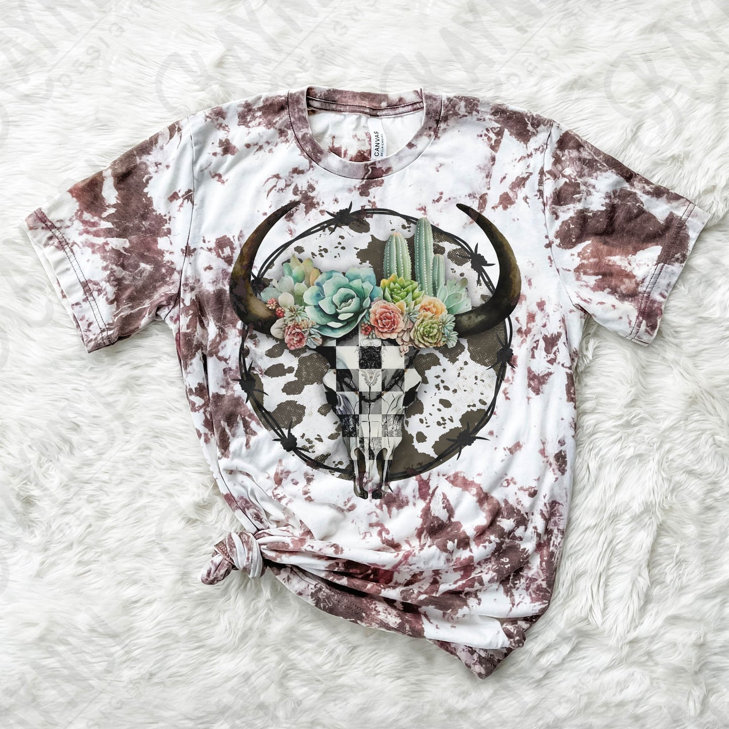 Checker Steer Skull Sublimation Design PNG Digital Download Printable Cowgirl Cowboy Western Cowprint Cactus Desert Succulent Barbwire Rodeo