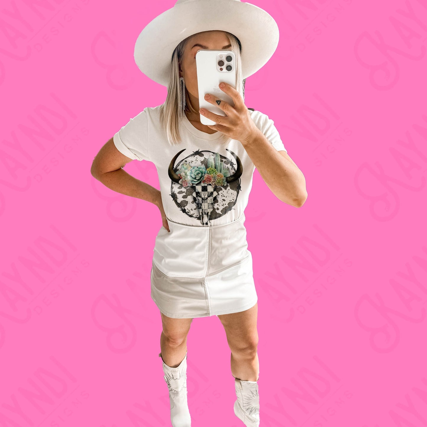 Checker Steer Skull Sublimation Design PNG Digital Download Printable Cowgirl Cowboy Western Cowprint Cactus Desert Succulent Barbwire Rodeo