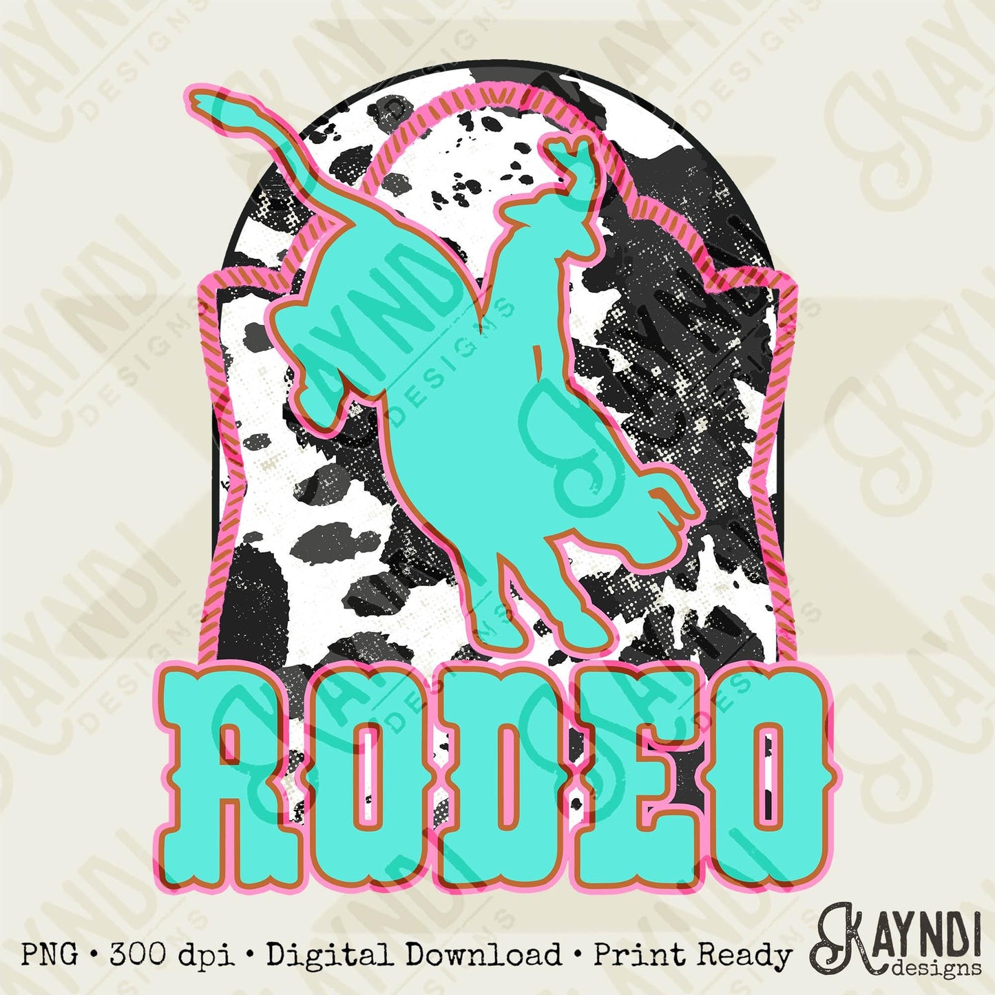 Rodeo Sublimation Design PNG Digital Download Western Southern Country Bucking Horse Cowgirl Cowprint Printable