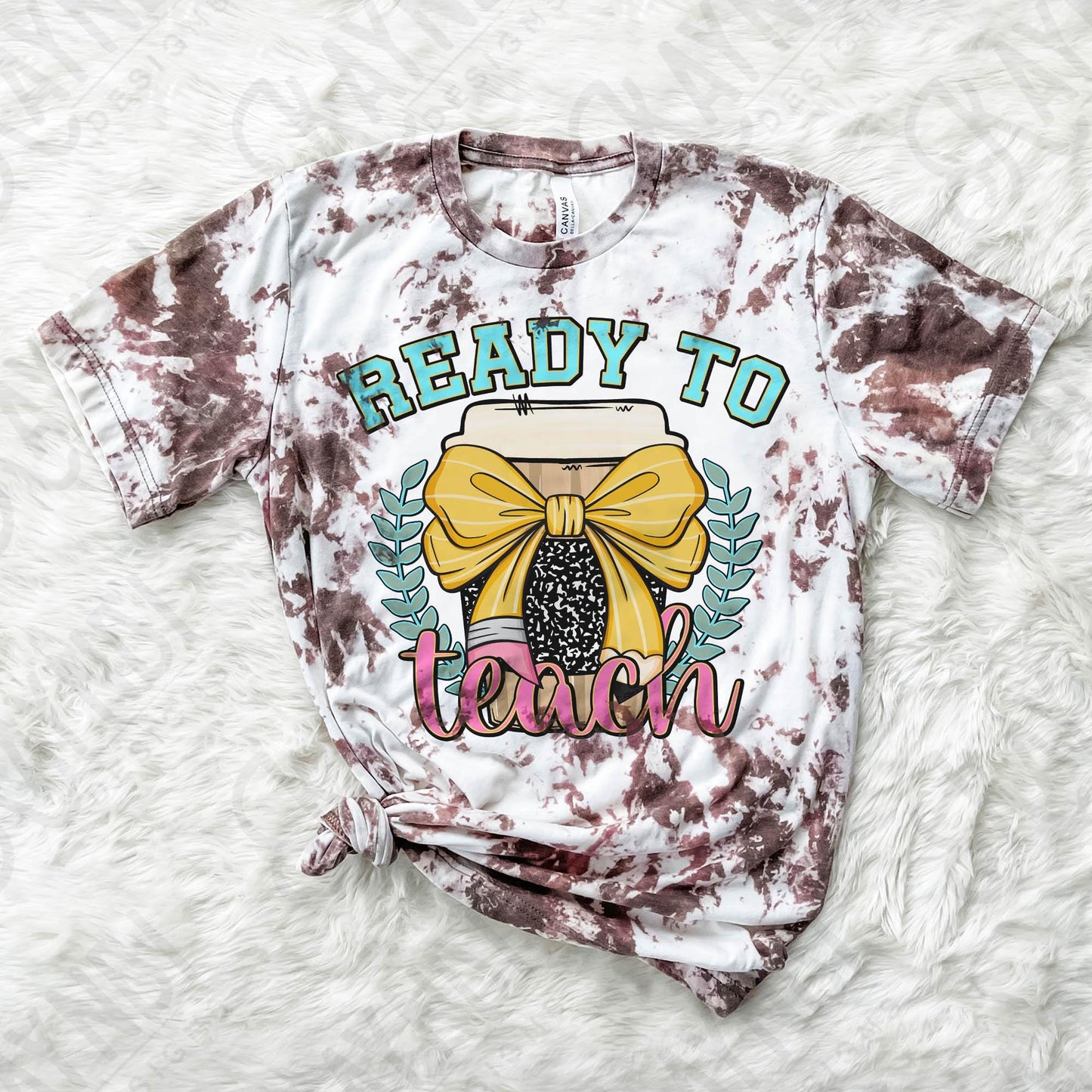 Ready to Teach Sublimation Design PNG Digital Download Printable School Supplies Teacher Elementary School Coffee Bow Coquette