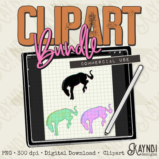 Rodeo 2 Bundle PNG Digital Downloads Elements Commercial Use Western Horse Bucking