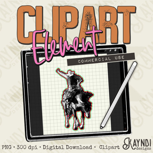 Rodeo 3 Bundle PNG Digital Downloads Elements Commercial Use Western Horse Bucking