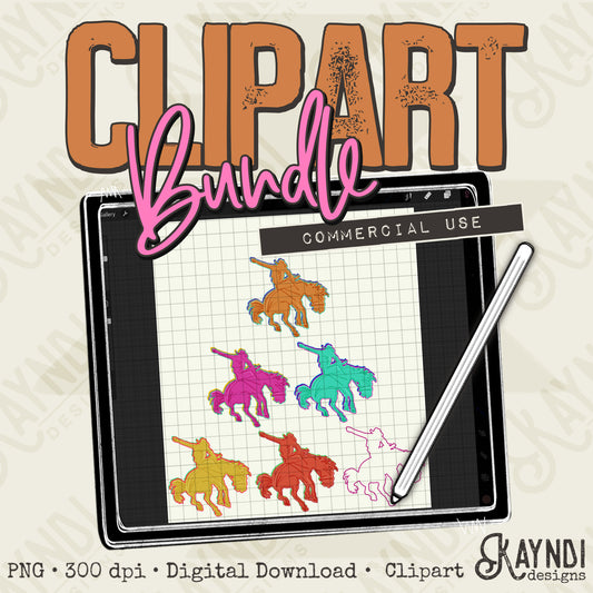 Rodeo Bundle PNG Digital Downloads Elements Commercial Use Western Horse Bucking
