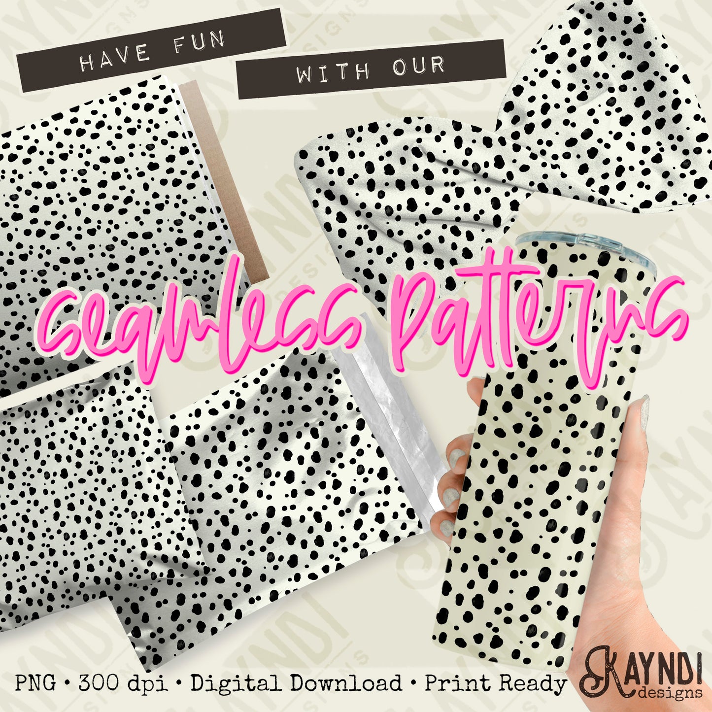 Seamless Black/White Spots Pattern Sublimation Design PNG Digital Download Printable Seamless Paper Spots