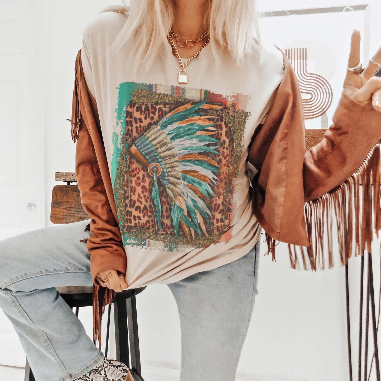 Leopard Feather Headress Sublimation Design PNG Digital Download Printable Indian Native American Tribe Tribal Boho Western Feathers