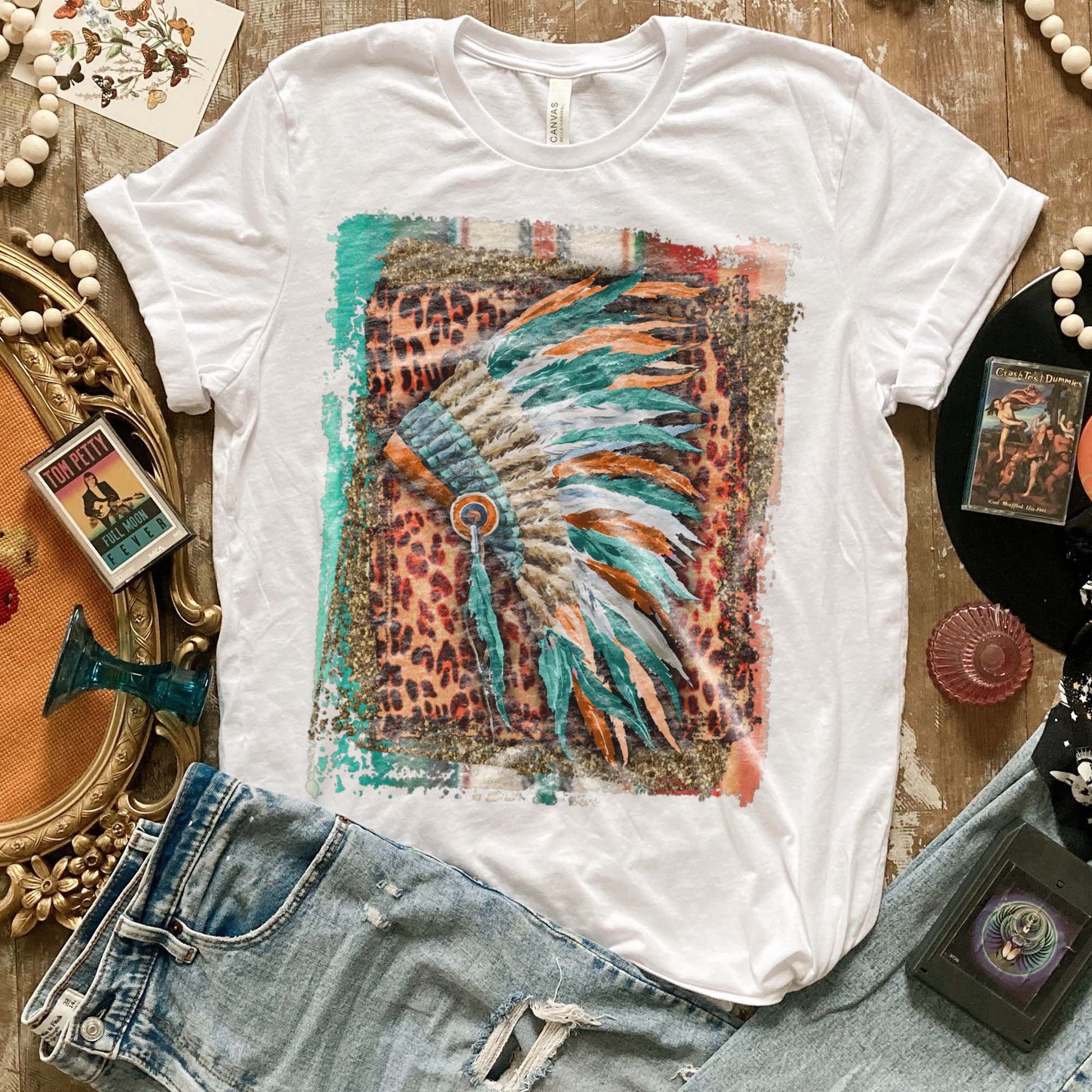 Leopard Feather Headress Sublimation Design PNG Digital Download Printable Indian Native American Tribe Tribal Boho Western Feathers