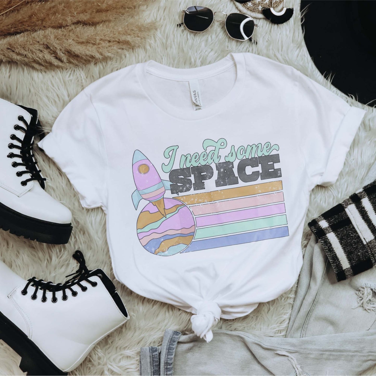 I Need Some Space Sublimation Design PNG Digital Download Printable Retro Groovy Space Shuttle Vintage Funny Sarcastic Quote Saying