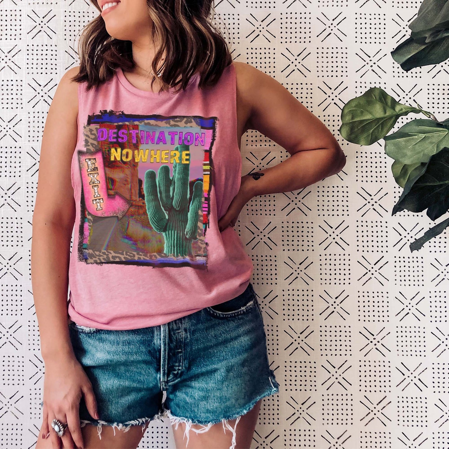 Destination Nowhere PNG Sublimation Design Digital Download Western Fashion Cactus Boho Desert Leopard Marquee Travel Wanderlust Printable