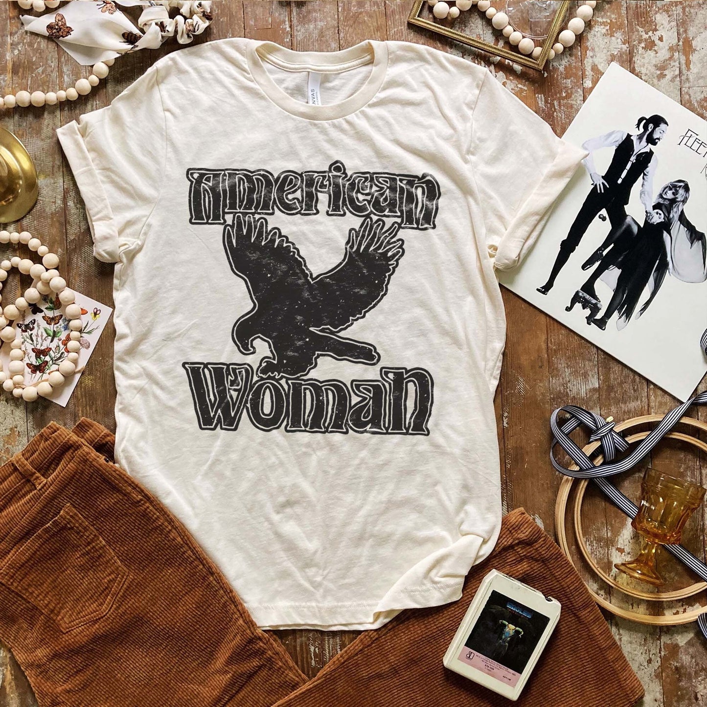 American Woman Sublimation Design PNG Digital Download Printable Retro Eagle 70s 4th of July Cheetah Leopard Boho USA Flag Patriotic Single