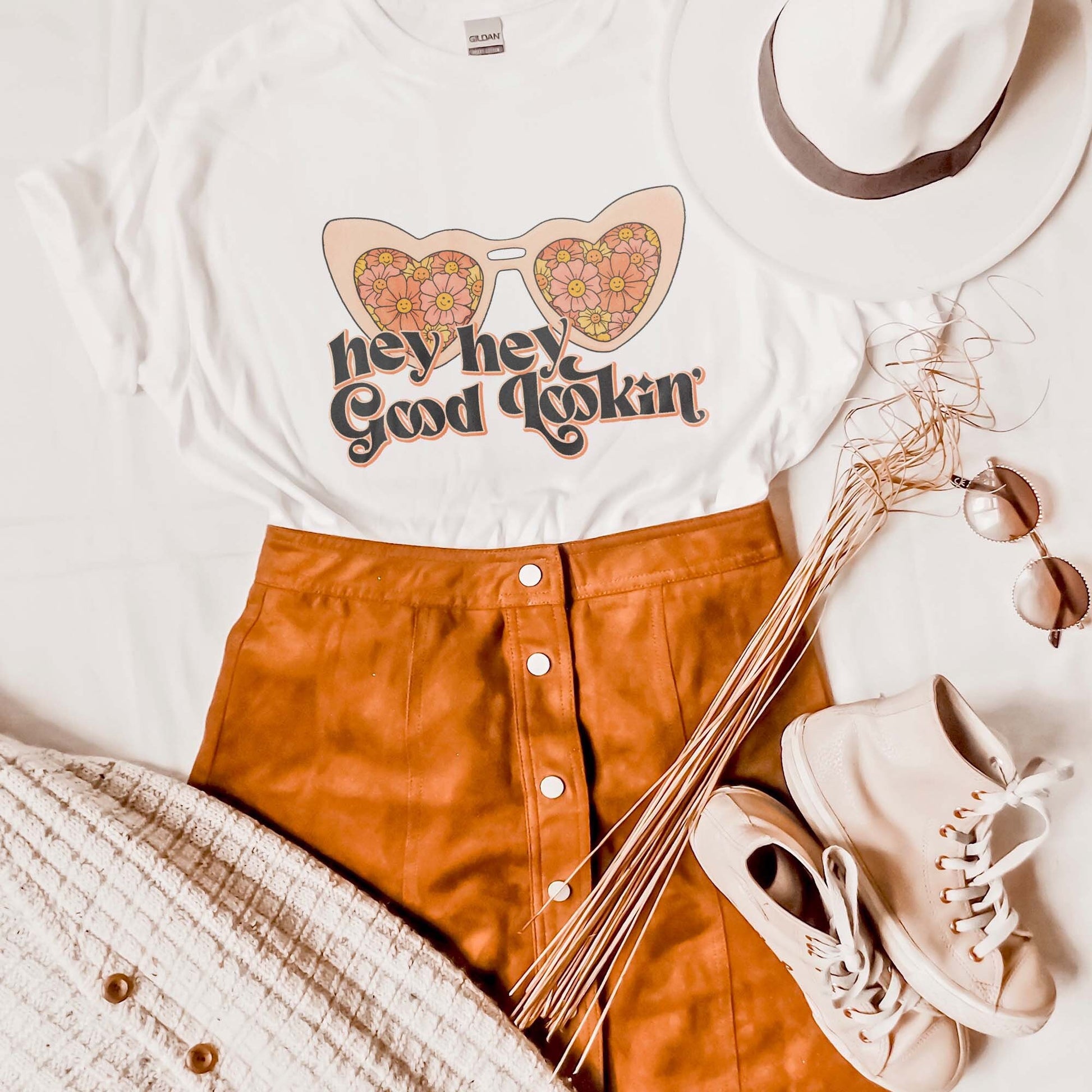 Hey Hey Good Lookin Sublimation Design PNG Digital Download Printable Retro Vintage Boho Hippie Vibe Flower Child Groovy Sunglasses 60s 70s