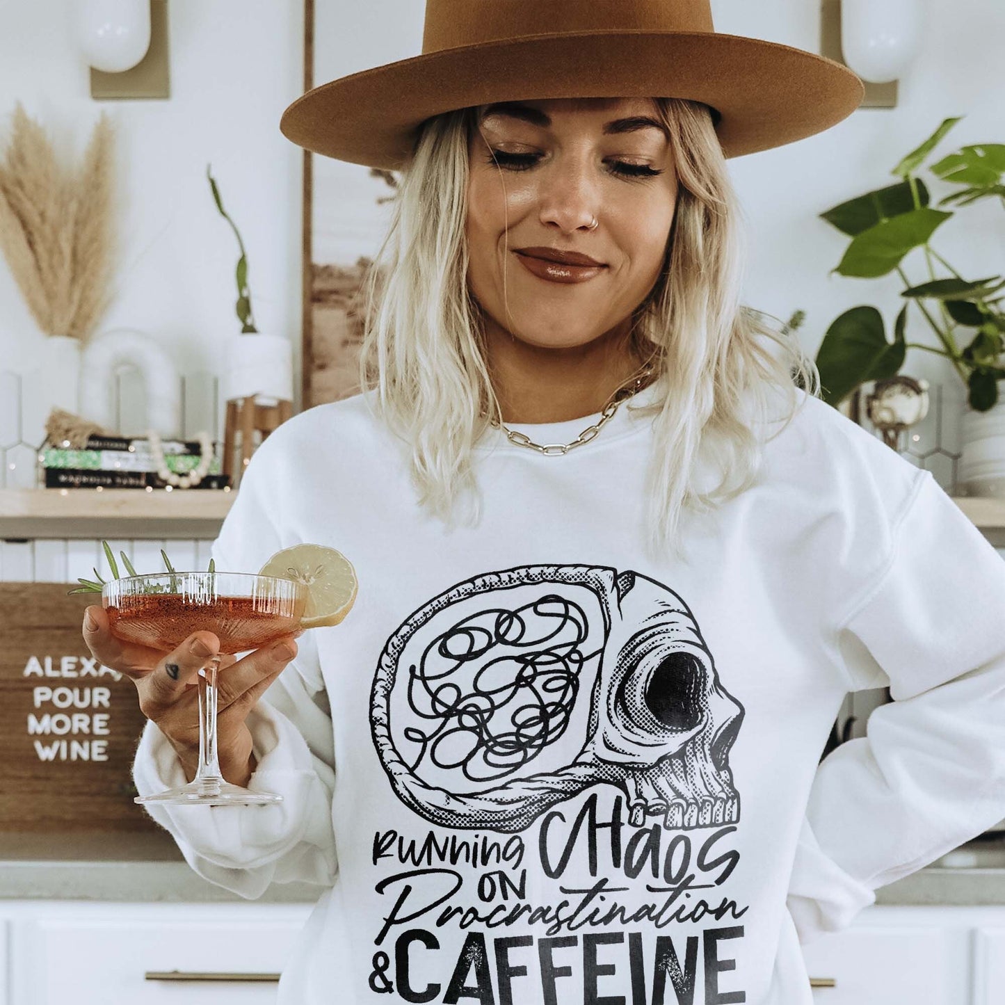 Running on Chaos Procrastination & Caffeine Sublimation Design PNG Digital Download Printable Skull Skeleton Brain Mental Health ADHD Mama