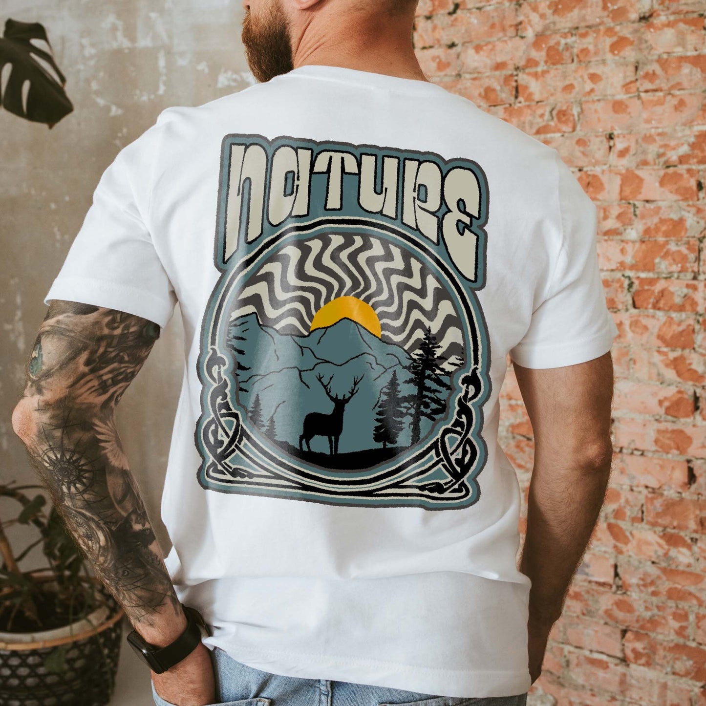 Retro Nature Sublimation Design PNG Digital Download Printable Mens Outdoor Adventure 70s Deer Hunting Season Manly Guys Boys Fathers Day