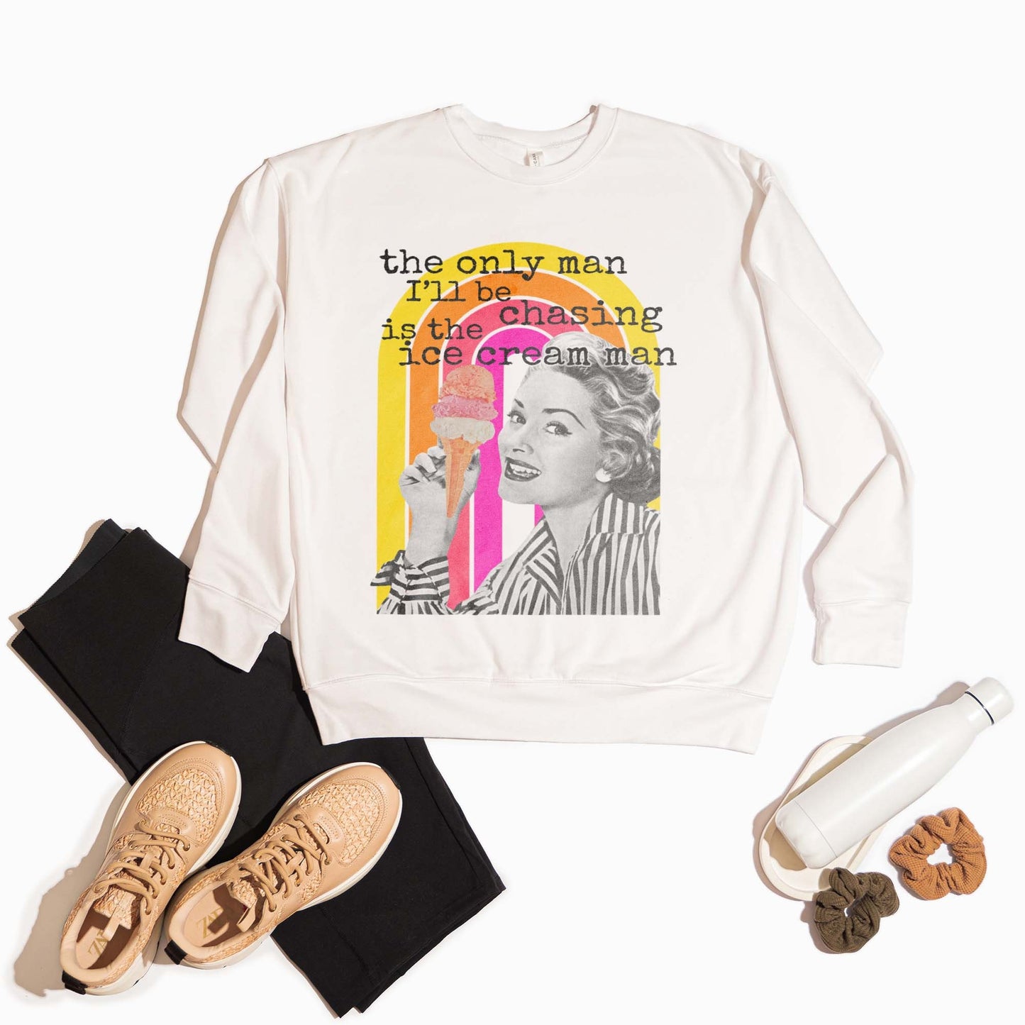 The Only Man I'll Be Chasing is the Ice Cream Man Sublimation Design PNG Digital Download Printable 40s 50s Retro Woman Pin Up Funny Snarky