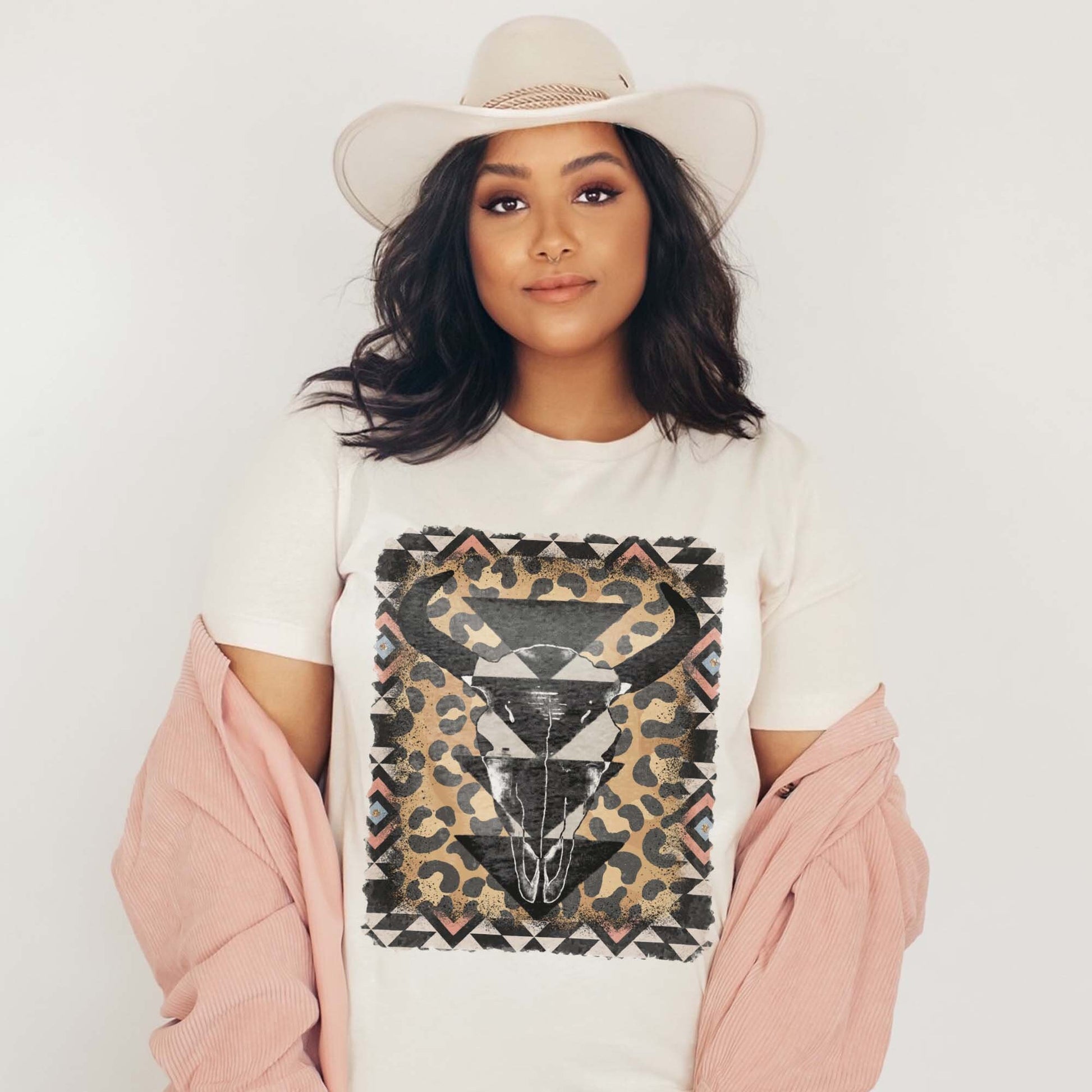 Leopard Steer Skull Sublimation Design PNG Digital Download Printable Bull Cow Print Western Aztec Tribal Cheetah Vintage Cowgirl Rodeo