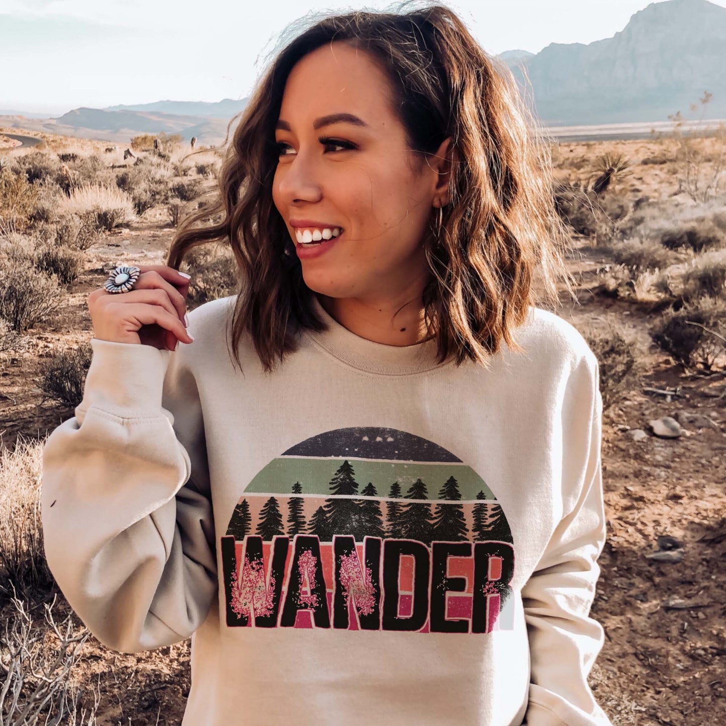 Wander Sublimation Design PNG Digital Download Printable Wanderlust Travel Camping Mountain Adventure Tree Hiking Nature Van Life Camper