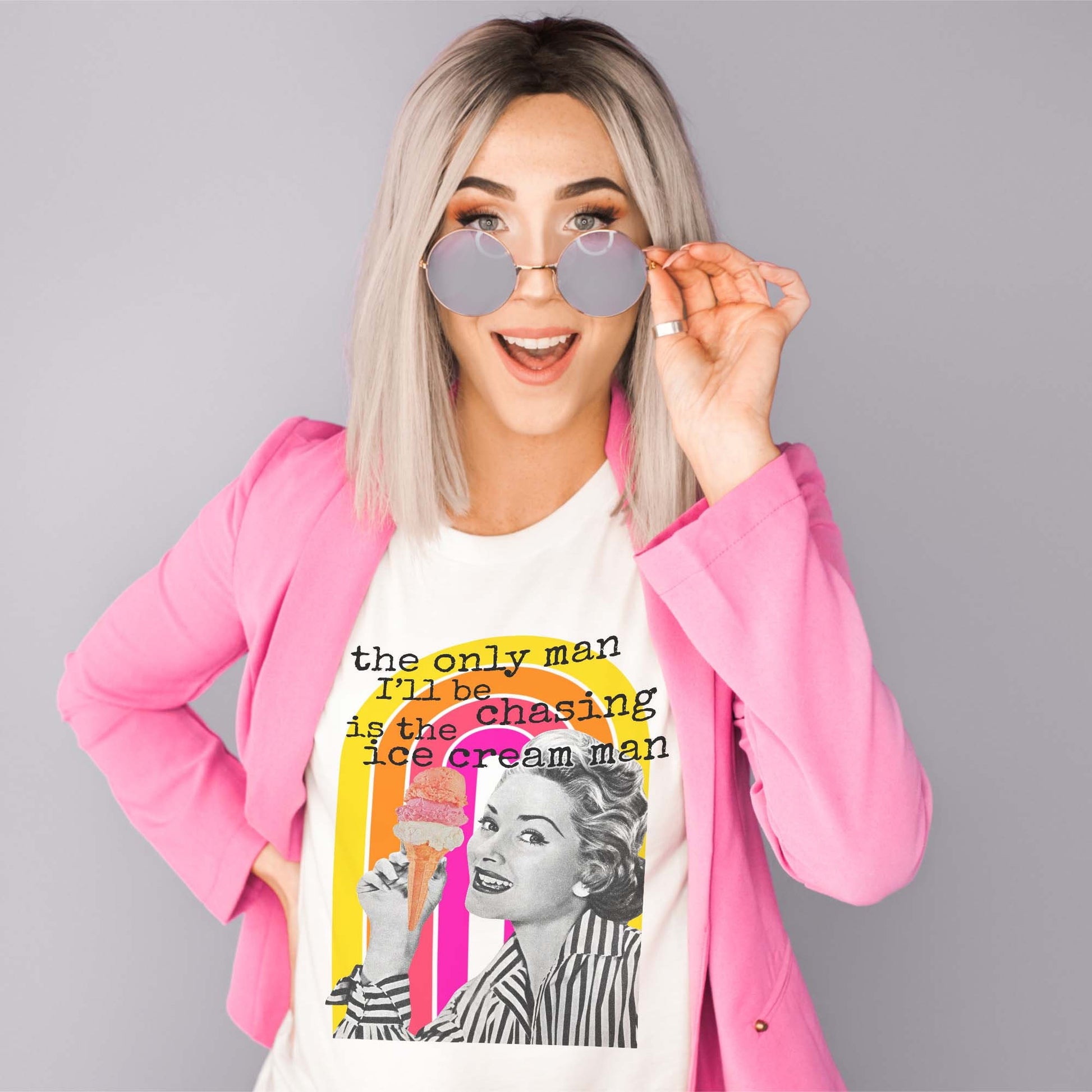 The Only Man I'll Be Chasing is the Ice Cream Man Sublimation Design PNG Digital Download Printable 40s 50s Retro Woman Pin Up Funny Snarky