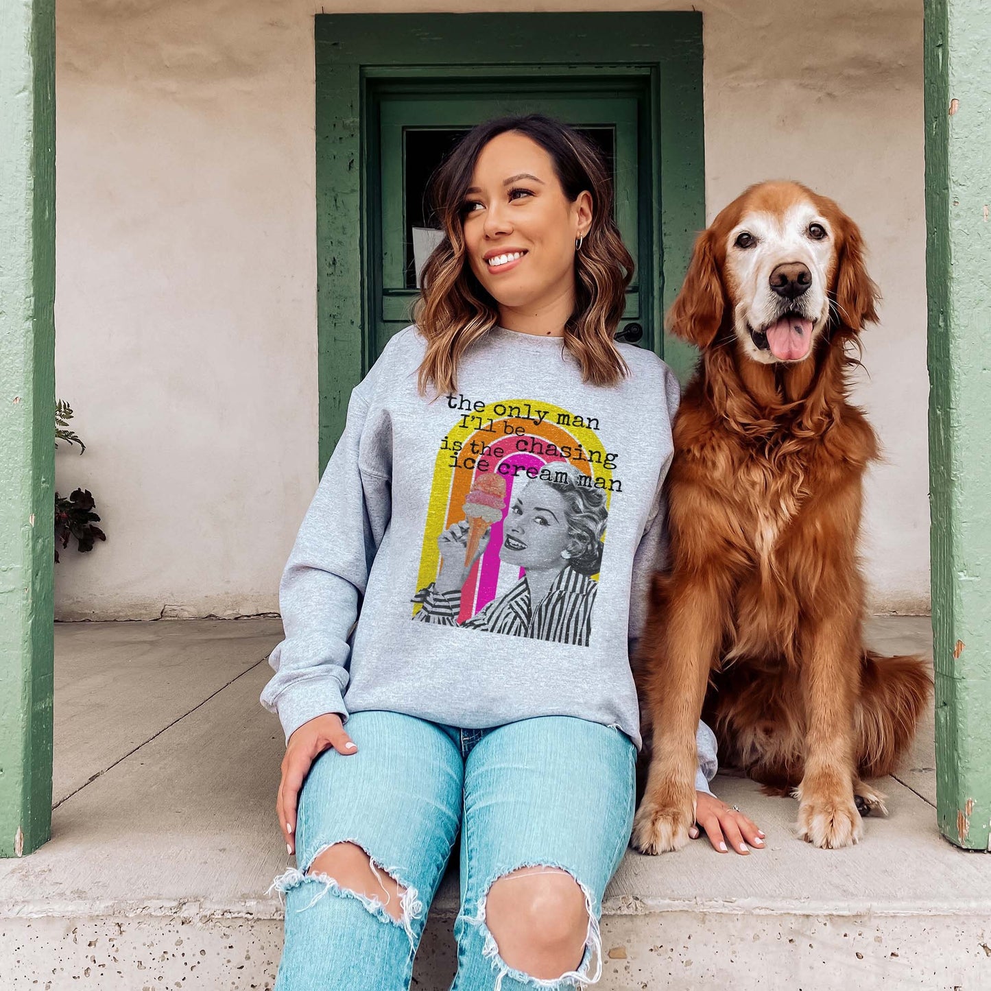 The Only Man I'll Be Chasing is the Ice Cream Man Sublimation Design PNG Digital Download Printable 40s 50s Retro Woman Pin Up Funny Snarky