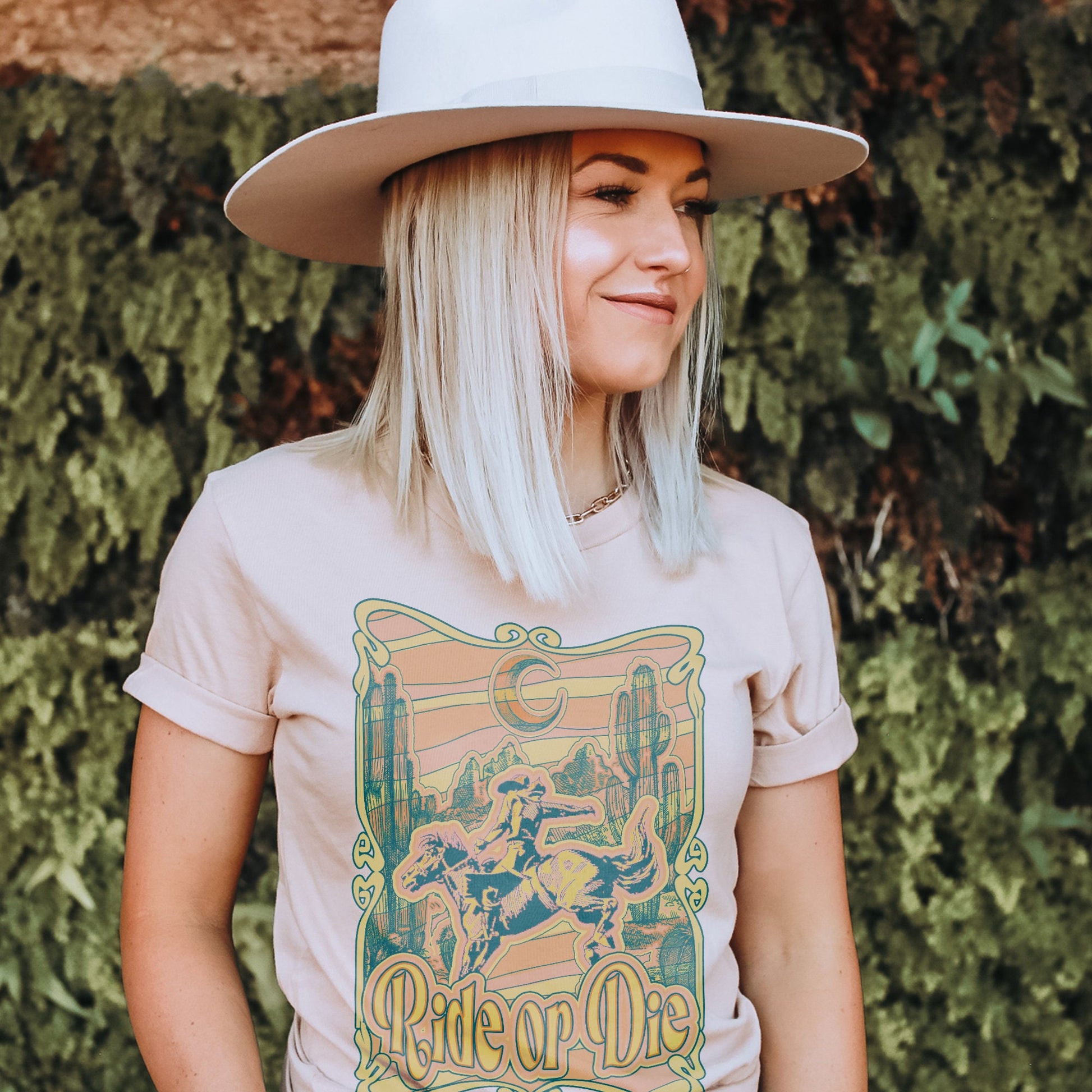 Ride or Die Orange Sublimation Design PNG Digital Download Printable Western Punch Rodeo Horseback Country Southern Retro Cactus Desert