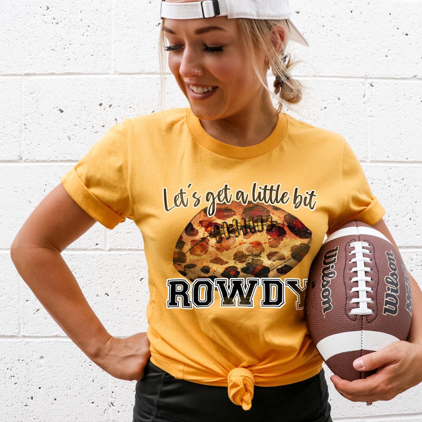 Let's Get a Little Bit Rowdy Sublimation Design PNG Digital Download Printable Football Mama Leopard Mom Cheerleader Touchdown Game Day