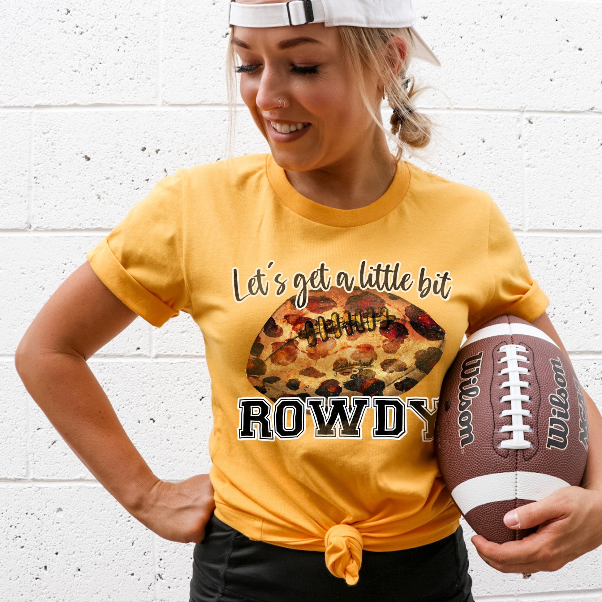 Let's Get a Little Bit Rowdy Sublimation Design PNG Digital Download Printable Football Mama Leopard Mom Cheerleader Touchdown Game Day