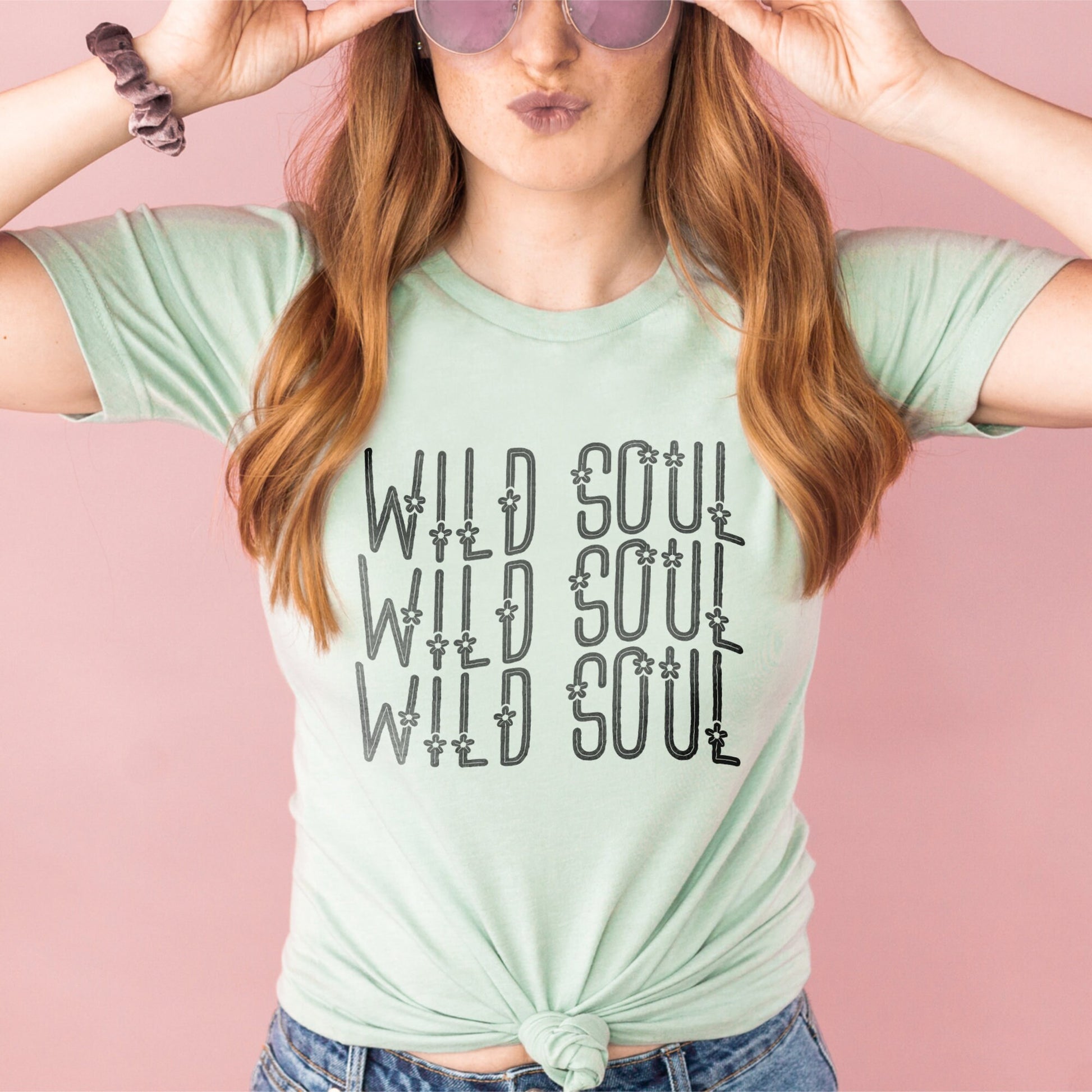 Wild Soul Sublimation Design PNG Digital Download Printable Boho Retro Groovy Flower 70's 90's Hippie Vintage Free Spirit Single Color