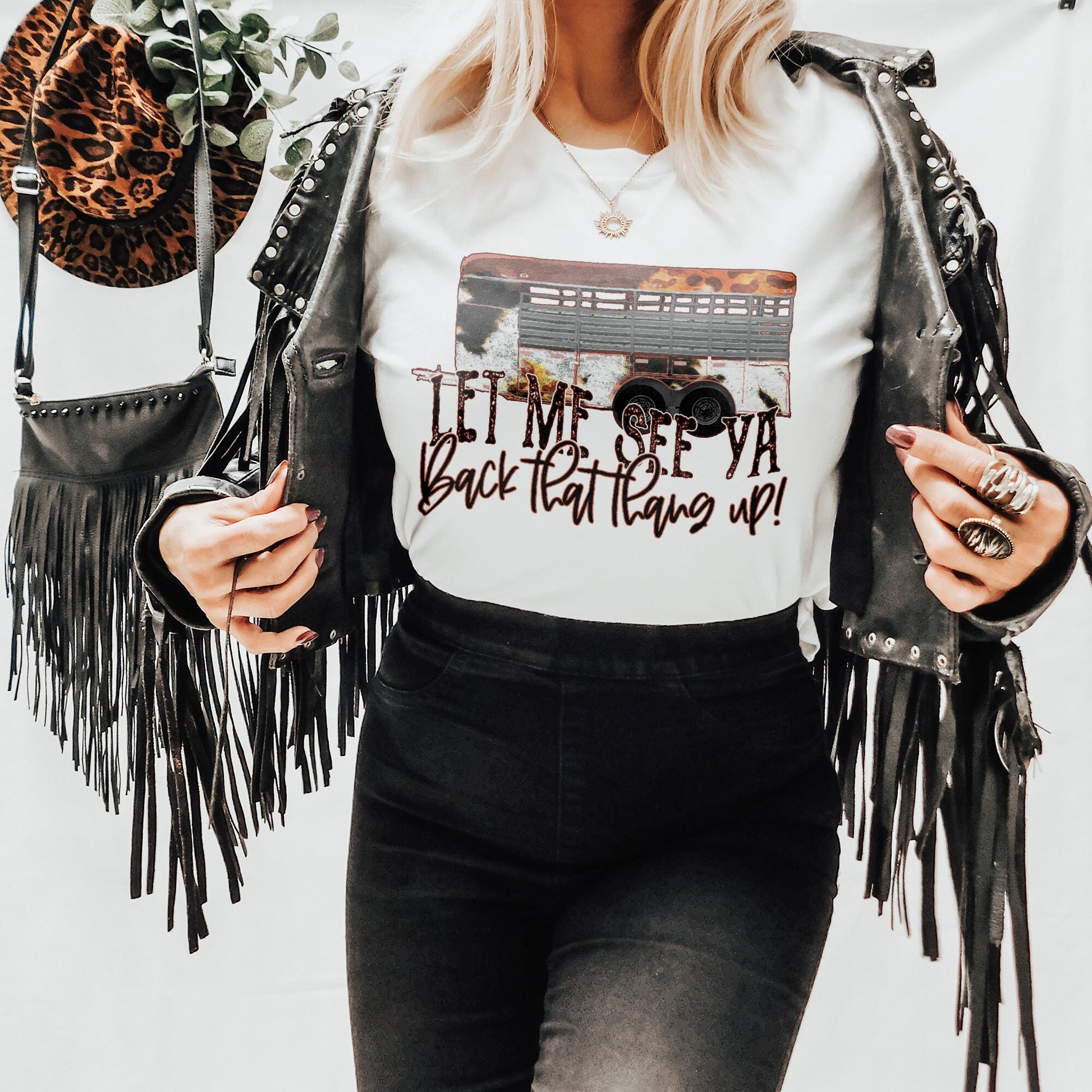 Let Me See Ya Back That Thing Up Sublimation Design PNG Digital Download Printable Horse Cattle Stock Trailer Cow print Leopard Cowgirl