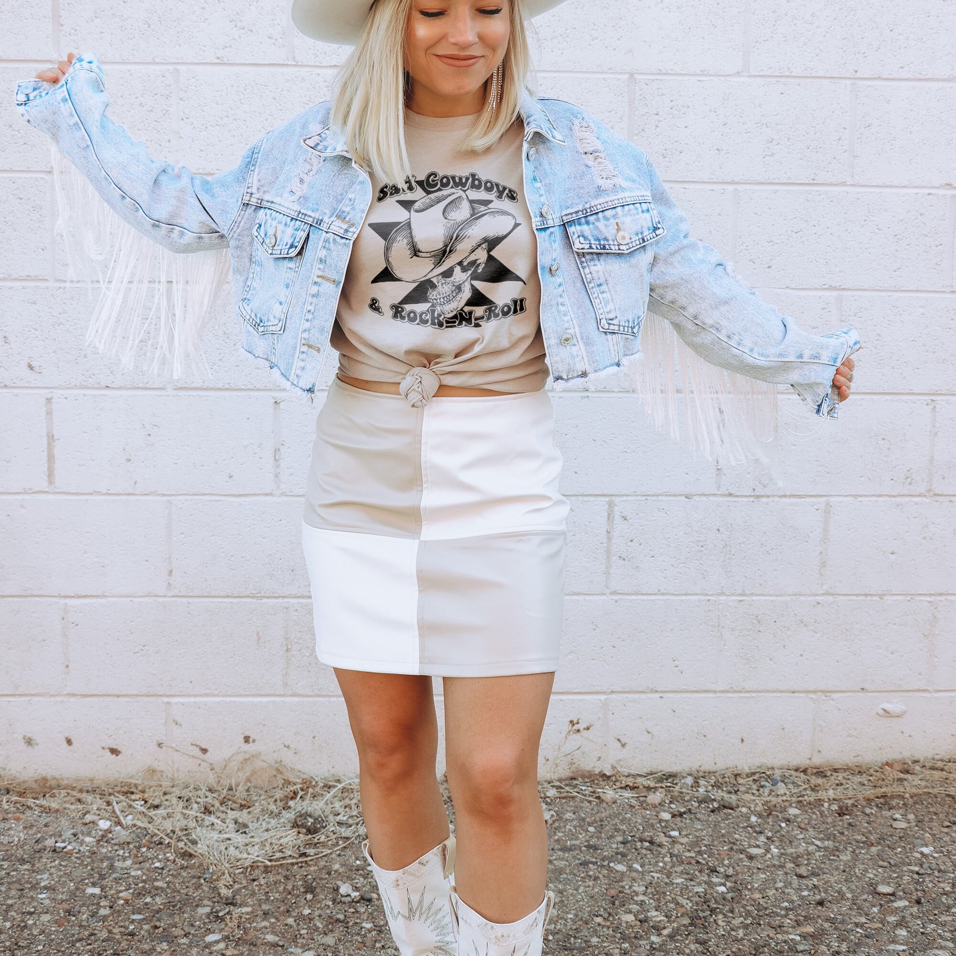 Sad Cowboy & Rock-N-Roll Sublimation Design PNG Digital Download Printable Single Color Cowboy Hat Skeleton Skull Western Retro Groovy