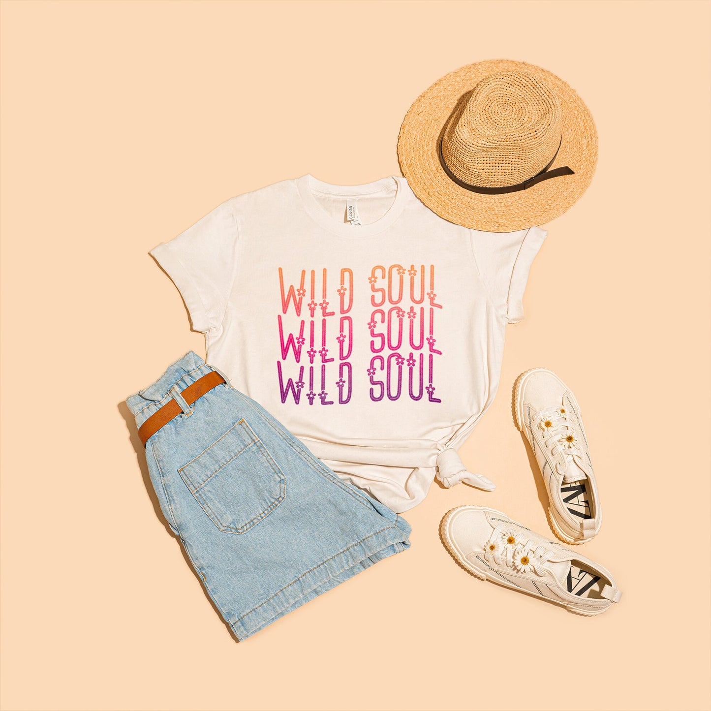 Wild Soul Sublimation Design PNG Digital Download Printable Boho Retro Groovy Flower 70's 90's Hippie Vintage Free Spirit Single Color