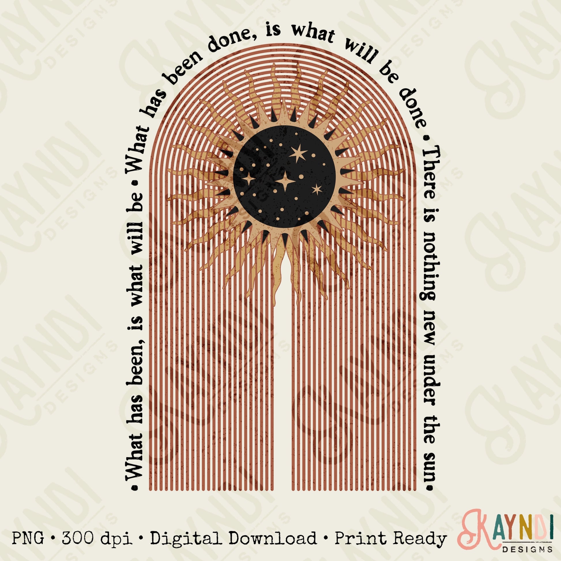 Ecclesiastes 1:9 Sublimation Design PNG Digital Download Printable Nothing New Under the Sun Bible Verse Christian Jesus Faith Retro Rainbow