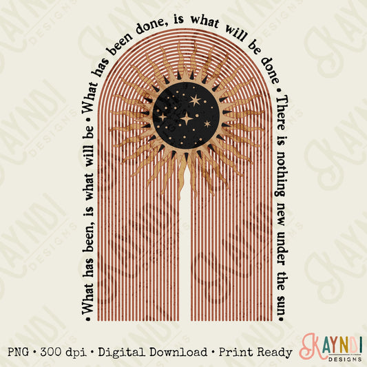Ecclesiastes 1:9 Sublimation Design PNG Digital Download Printable Nothing New Under the Sun Bible Verse Christian Jesus Faith Retro Rainbow