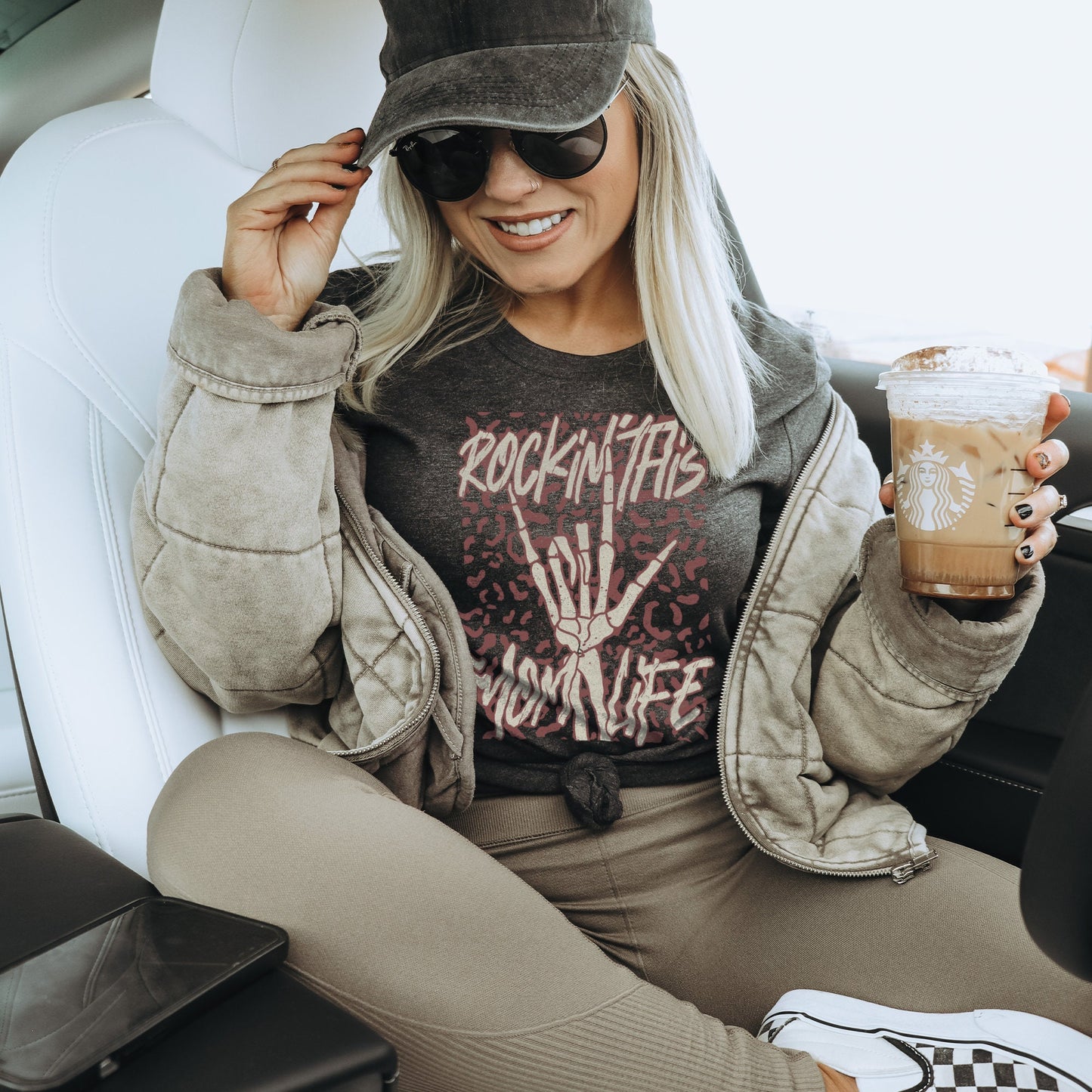 Rockin This Mom Life Berry Sublimation Design PNG Digital Download Printable Rock Rocker Grunge Skeleton Hand Skull Bad Moms Club Neutr
