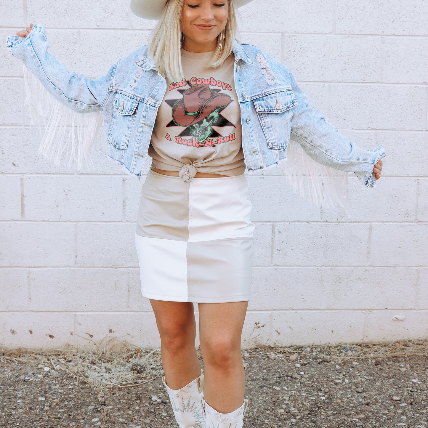 Sad Cowboy & Rock-N-Roll Sublimation Design PNG Digital Download Printable Rock and Roll Cowboy Hat Skeleton Skull Western Retro Groovy