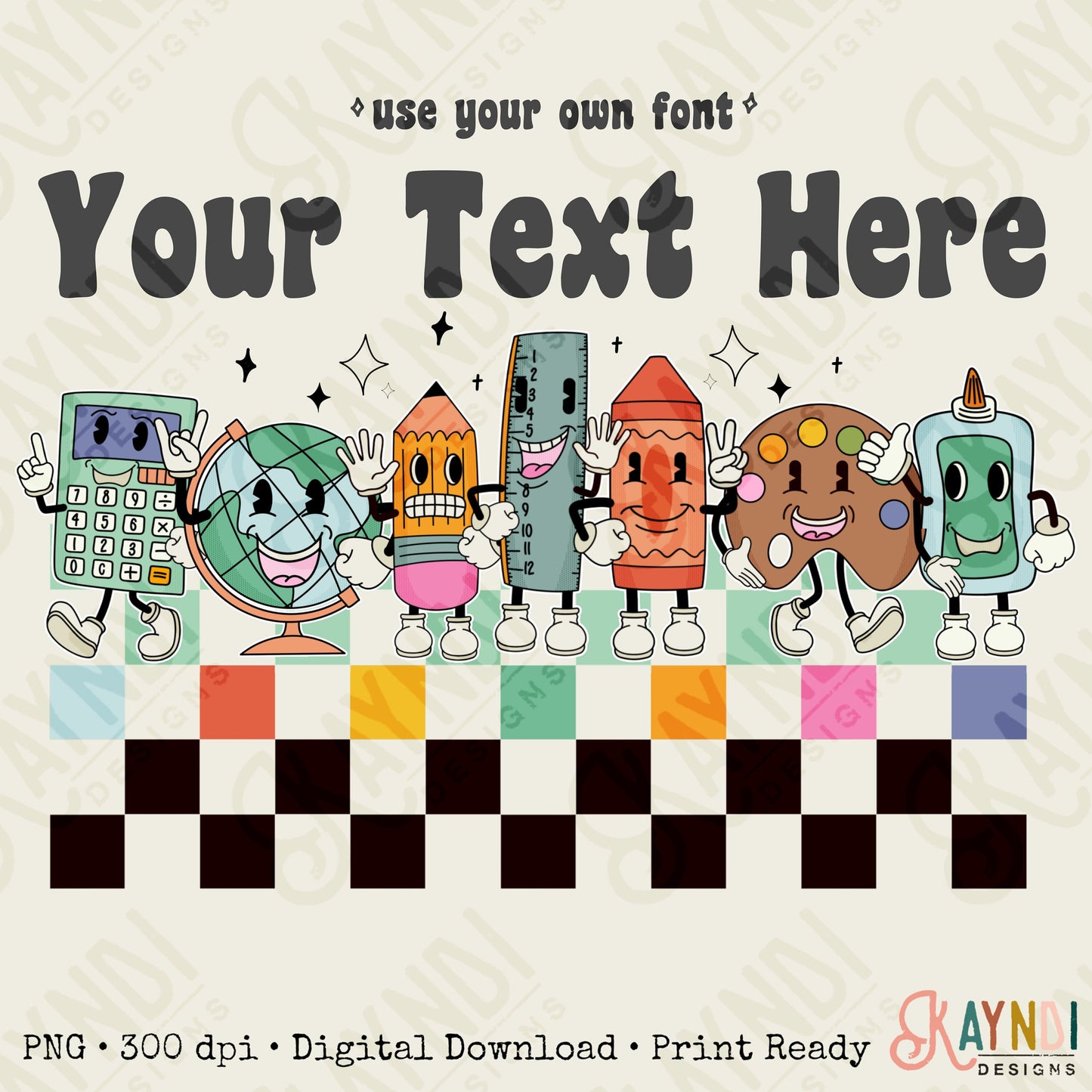 Customizable School Supply Design Sublimation Design PNG Digital Download Printable Teacher Student School Spirit