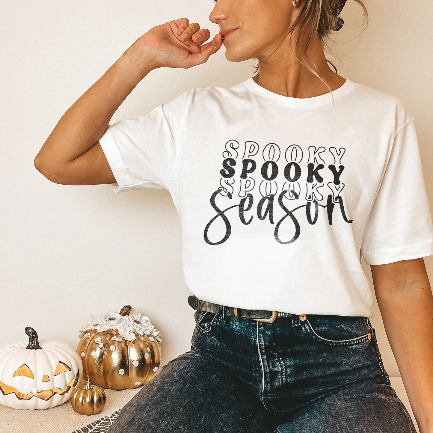Spooky Season Single Color Sublimation Design PNG Digital Download Printable Halloween Stay Spooky Retro Groovy Pumpkin Vibes Mama