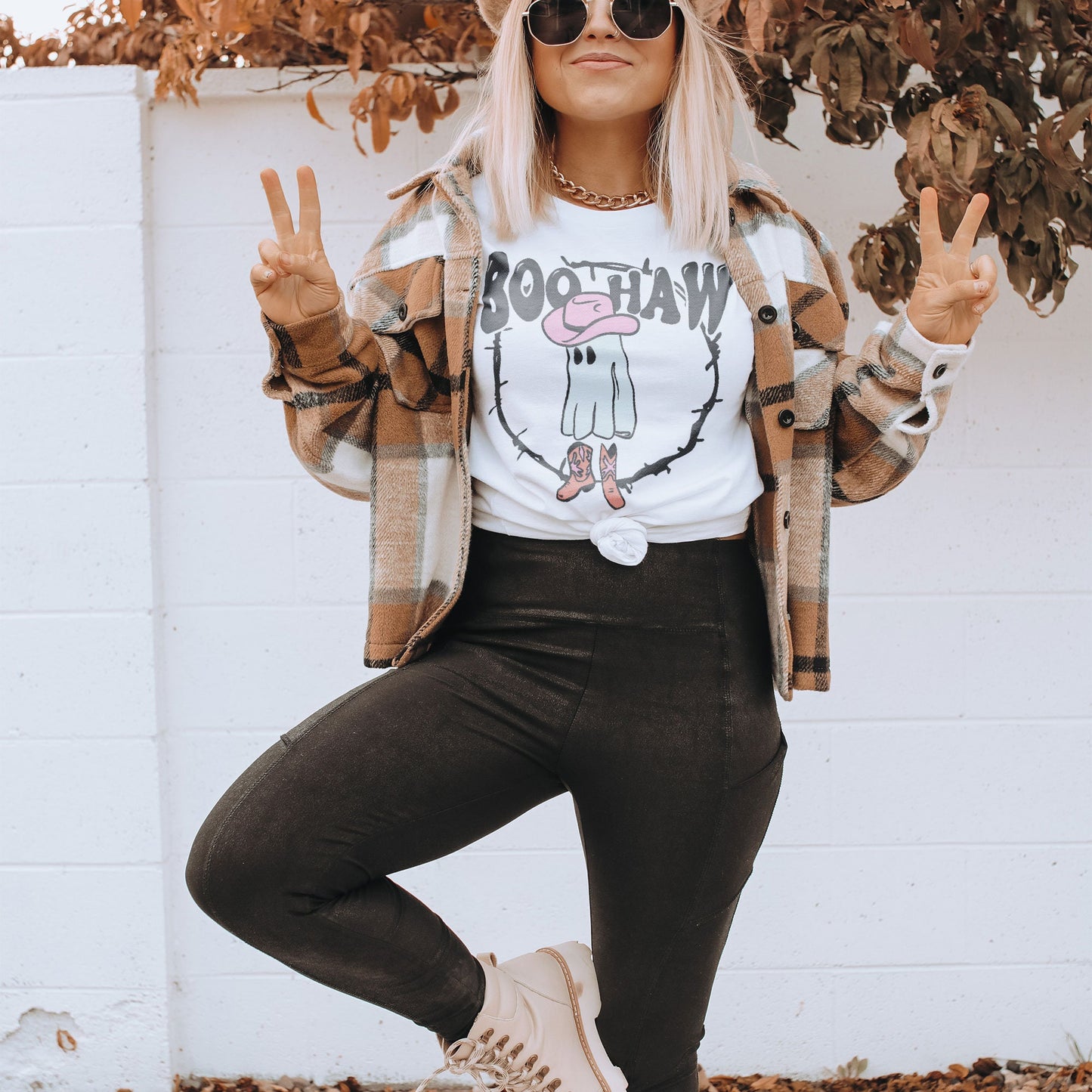 Boo Haw Halloween Ghost Boots Sublimation Design PNG Digital Download Printable Feet Western Country Cowgirl Fall Barb Wire Cowboy Hat