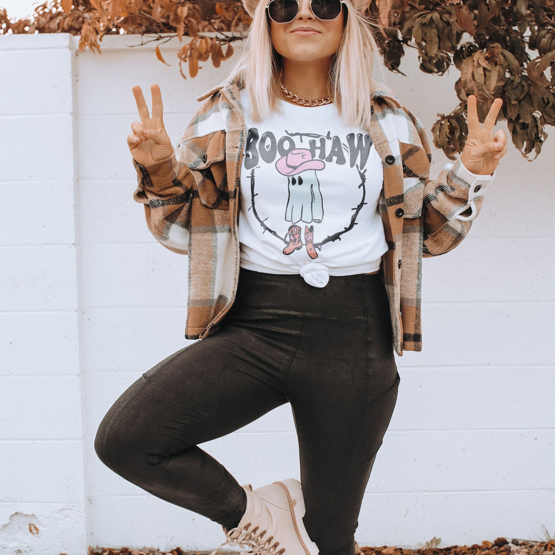 Boo Haw Halloween Ghost Boots Sublimation Design PNG Digital Download Printable Feet Western Country Cowgirl Fall Barb Wire Cowboy Hat