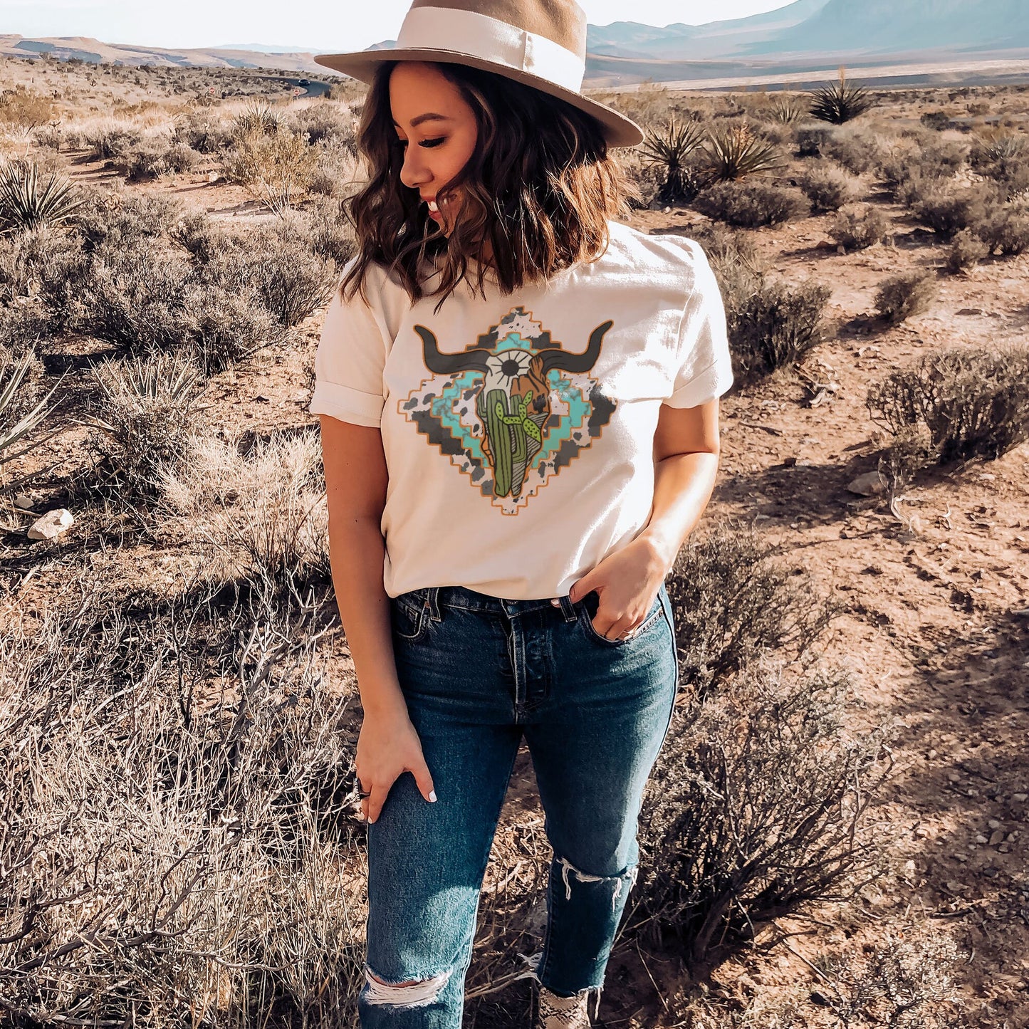 Aztec Steer Skull Sublimation Design PNG Digital Download Printable Desert Cactus Turquoise Cow Print Bull Head Tribal Western Southern