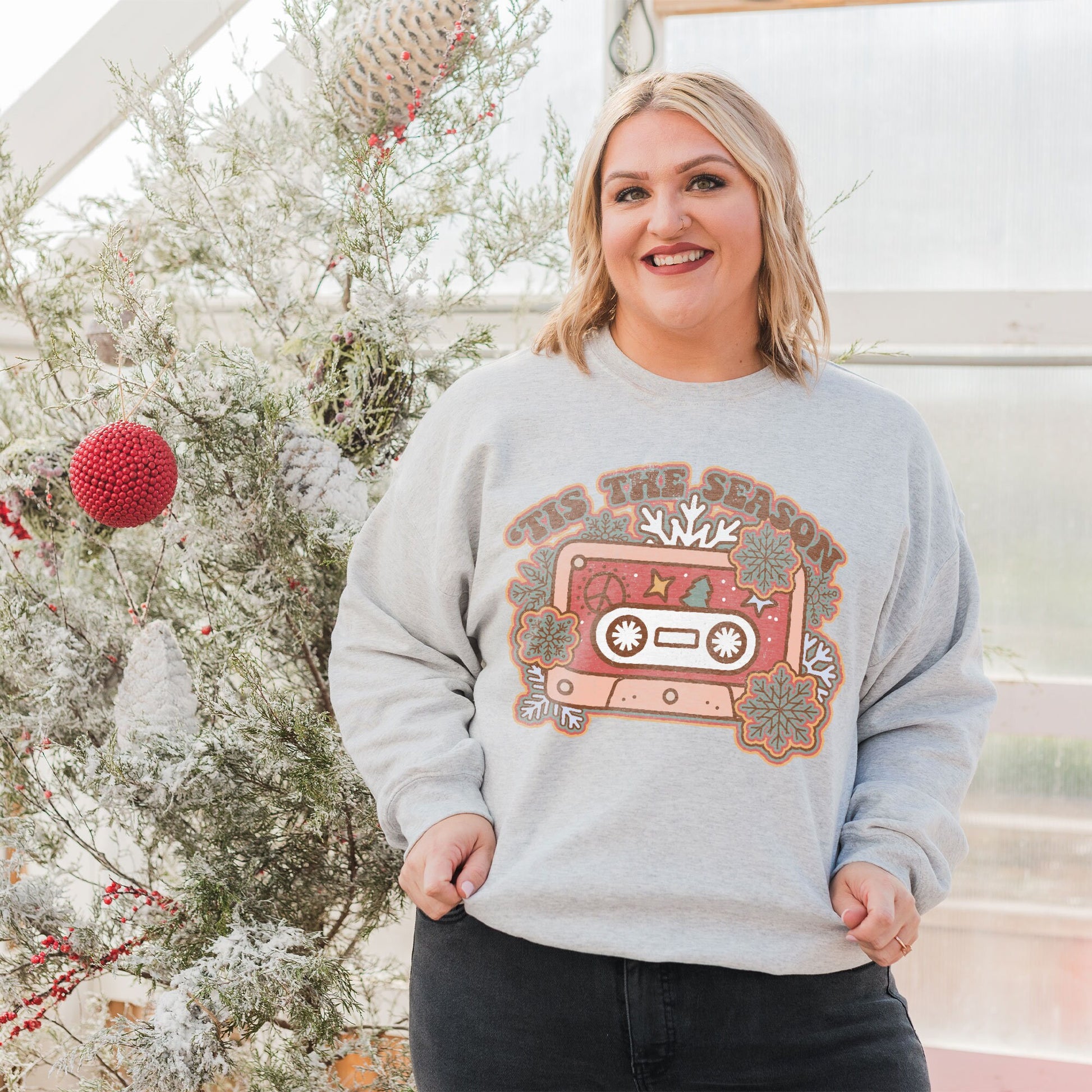 Tis the Season Sublimation Design PNG Digital Download Printable Retro Groovy Vintage Christmas Music 70s 90s Snowflake Winter Cassette Tape