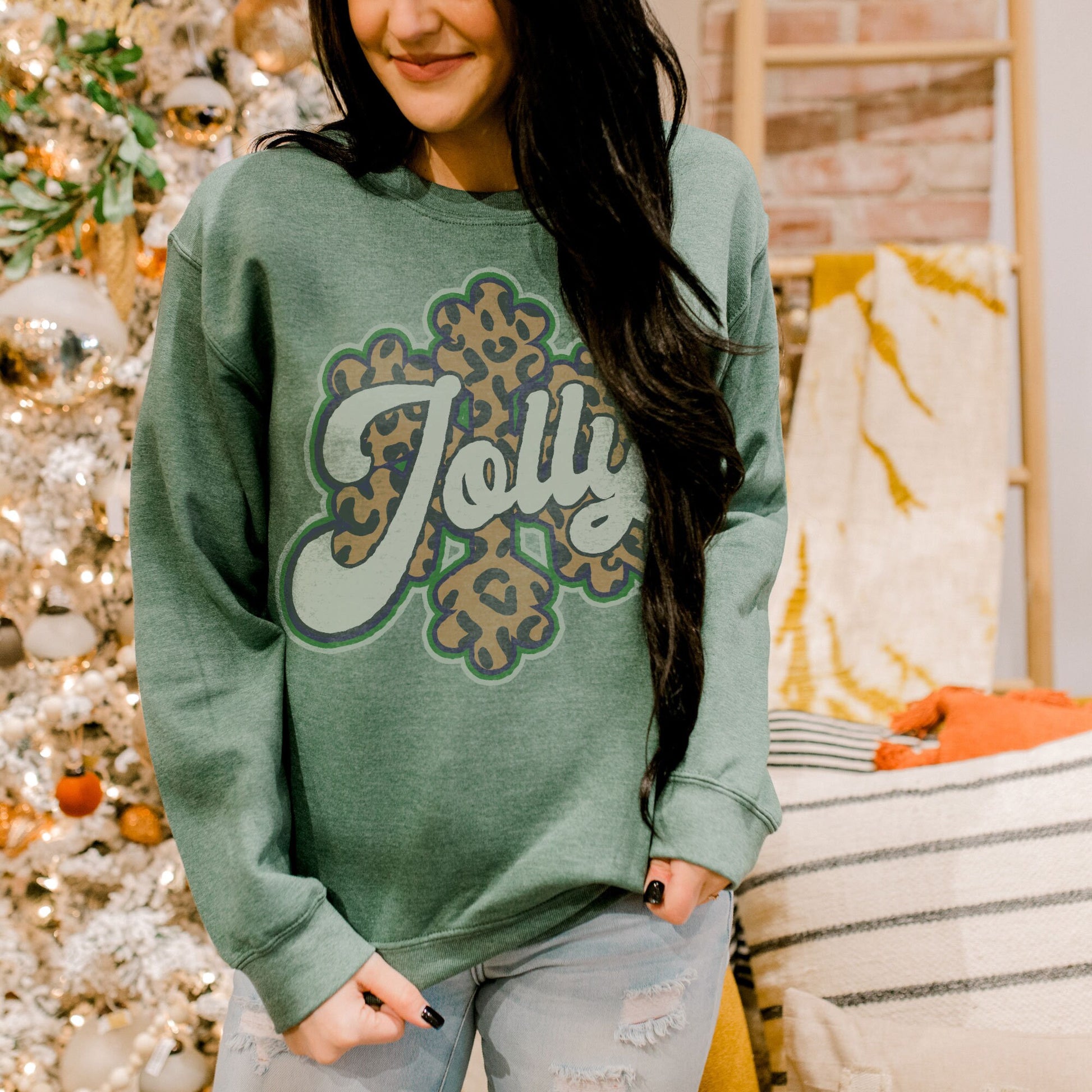 Jolly Leopard Snowflake Blue Green Sublimation Design PNG Digital Download Printable Retro Groovy Snowflake Christmas Winter Holly Cheetah