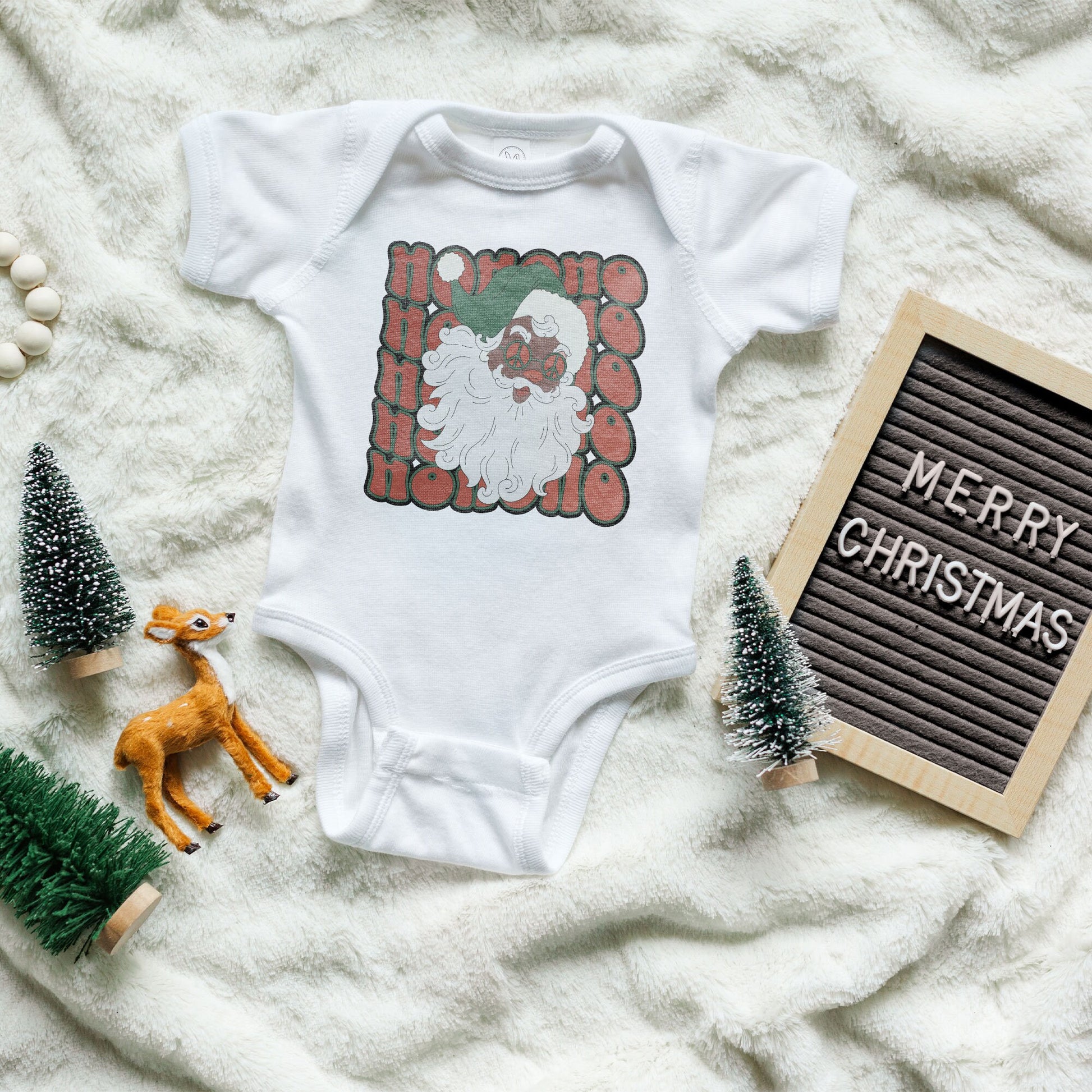 Ho Ho Ho Santa Claus Sublimation Design PNG Digital Download Printable African Groovy Retro 70s Hippie Glasses Peace Sign Christmas 90s Boho