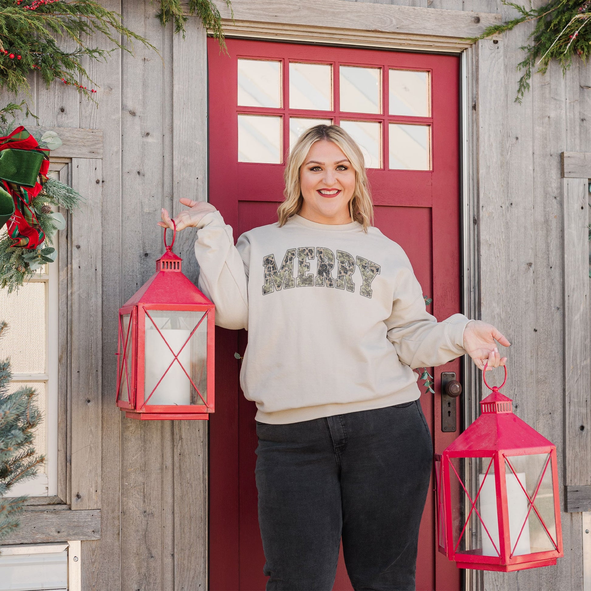 Merry Sublimation Design PNG Digital Download Printable Christmas Gingham Print Country Merry Christmas Winter Mama Holly Jolly Retro