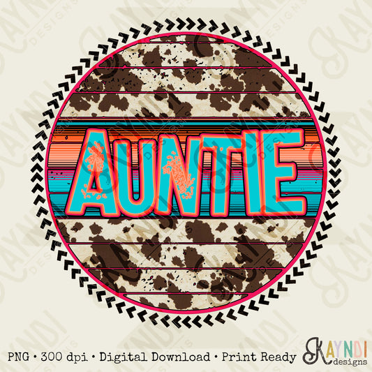 Auntie Leopard Serape Sublimation Design PNG Digital Download Printable Leopard Mothers Day Mama Mini Cheetah Mom Momma Western Cow Print