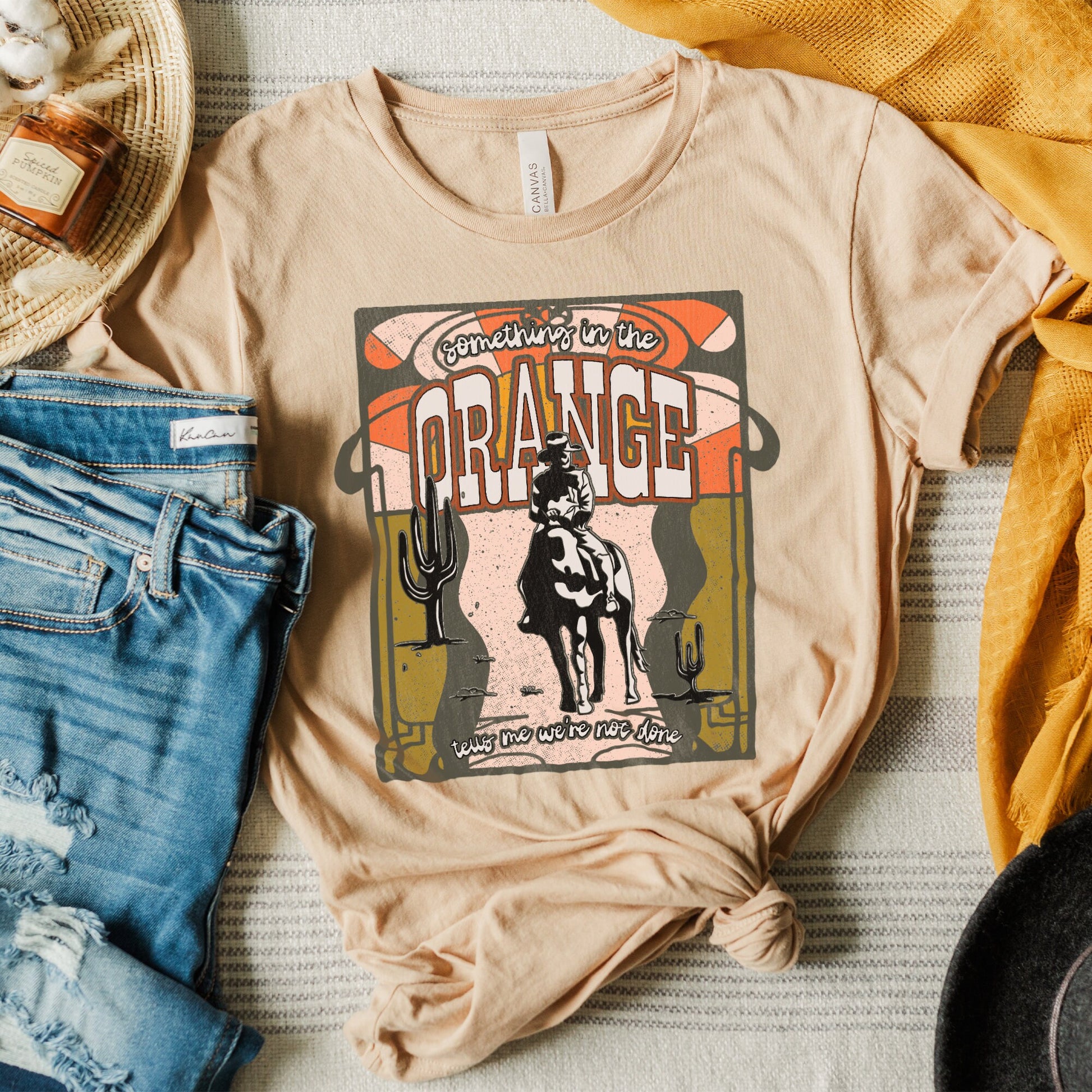 Something In the Orange Sublimation Design PNG Digital Download Printable Western Desert Country Trendy Cowboy Hippie Cactus Retro Groovy