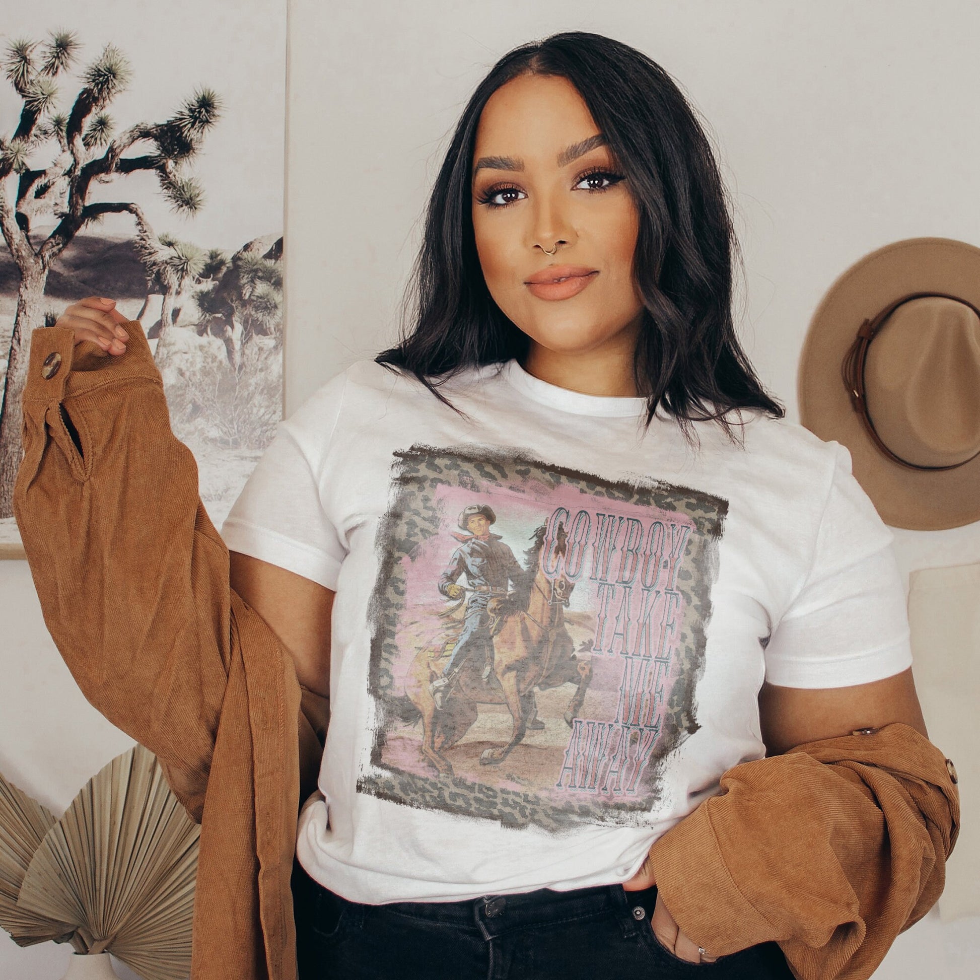 Cowboy Take Me Away Sublimation Design PNG Digital Download Printable Cowboy Western Country Southern Cow Print Leopard Vintage Retro Rodeo